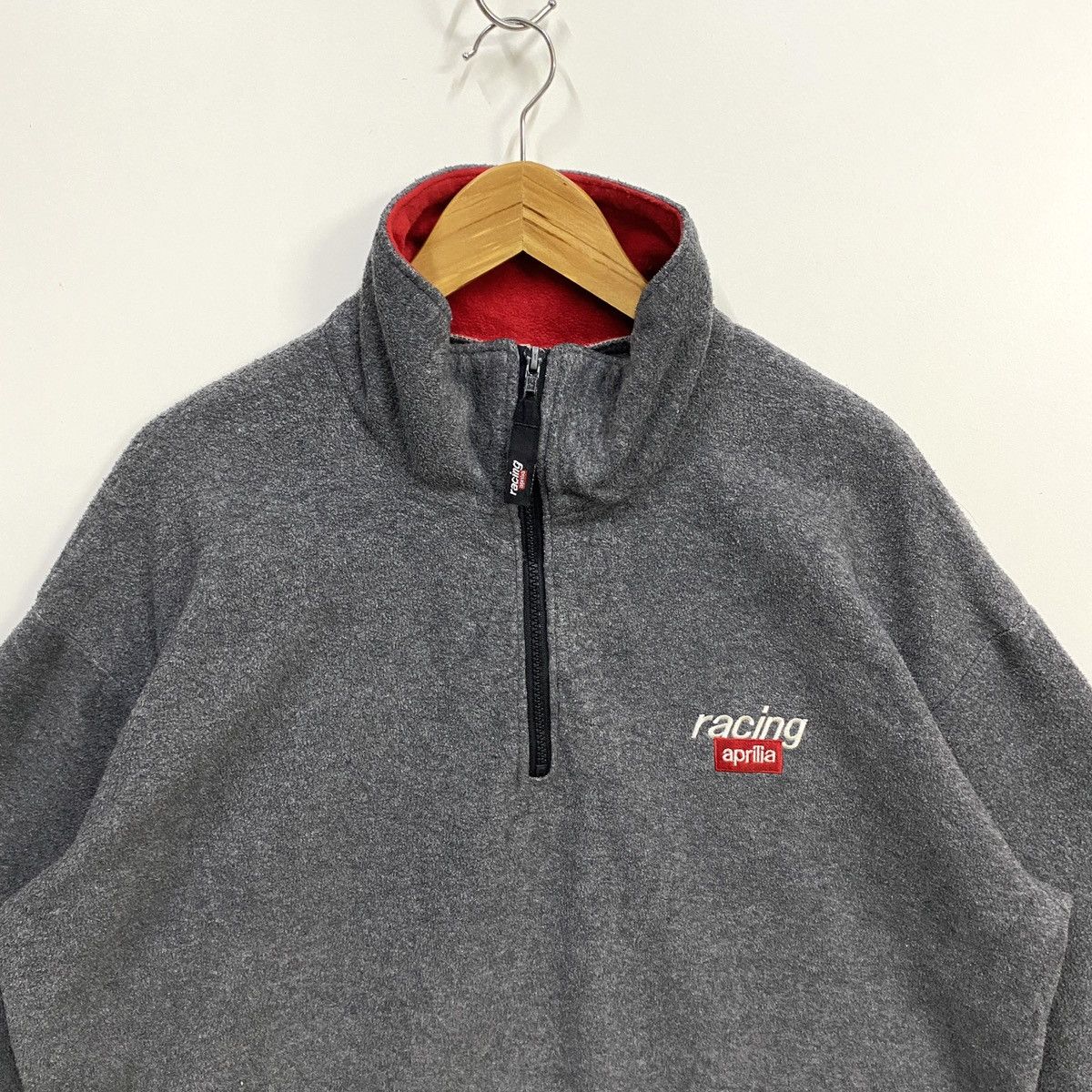 Vintage Vintage 90s Aprilia Fleece Quarter Zip Pullover Sweatshirt Size US L / EU 52-54 / 3 - 2 Thumbnail