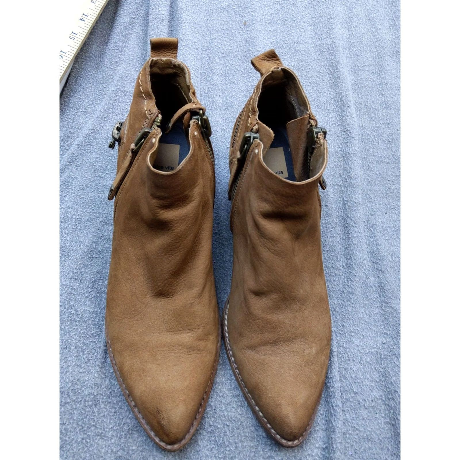 Dolce Vita Dolce Vita Boots Womens Size 8 Brown Leather Ankle Zip Block Heel Booties Size US 9 / IT 39 - 2 Thumbnail