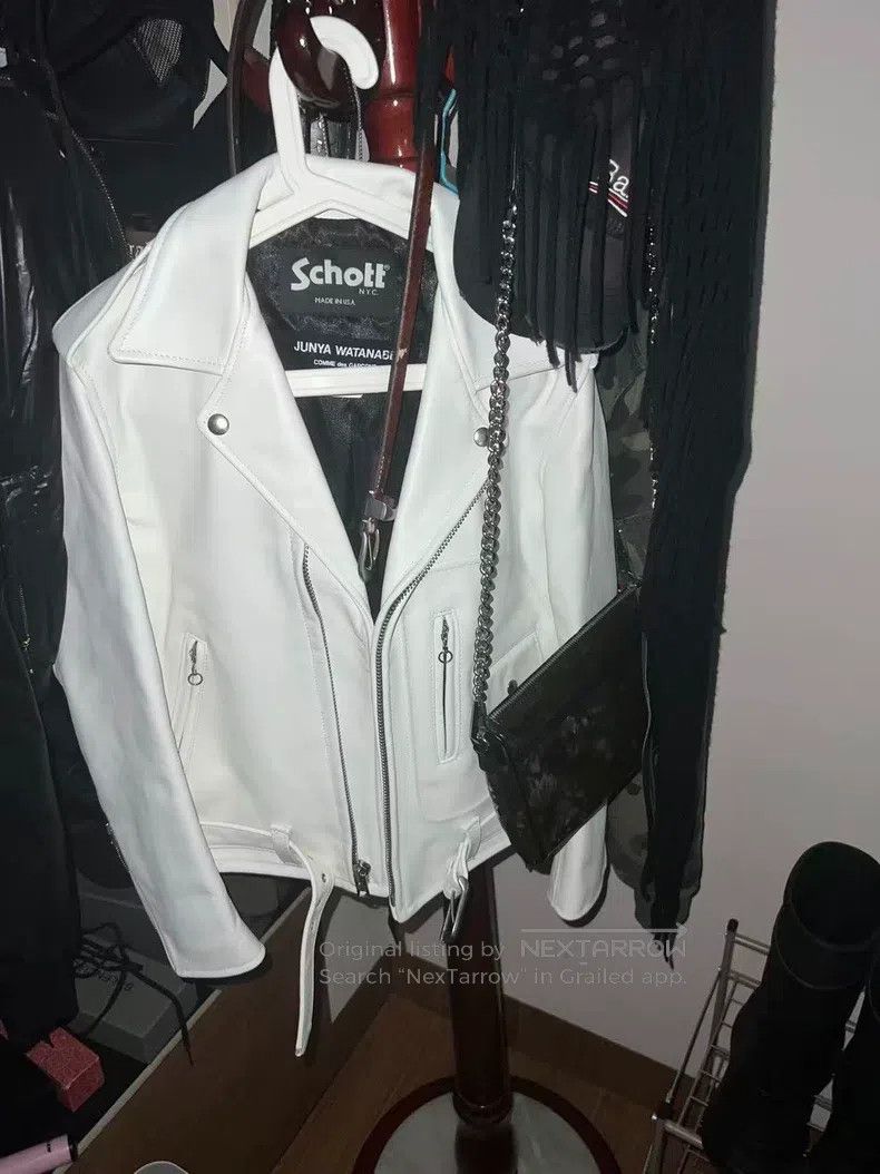 Schott Schott White double zip leather jacket Size US XS / EU 42 / 0 - 2 Thumbnail