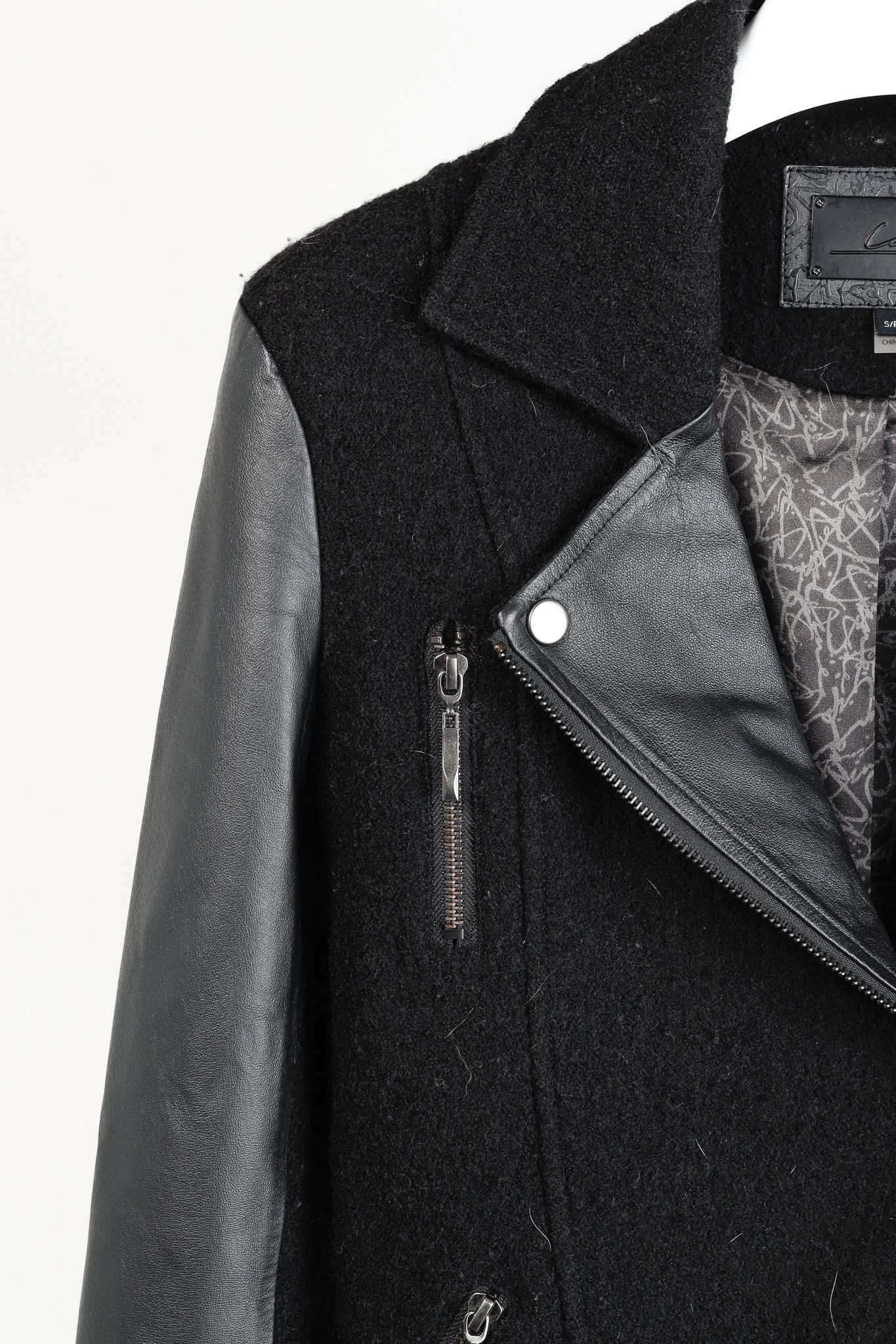Other Line the Label Black Boiled Wool & Leather Moto Jacket Size S / US 4 / IT 40 - 5 Thumbnail