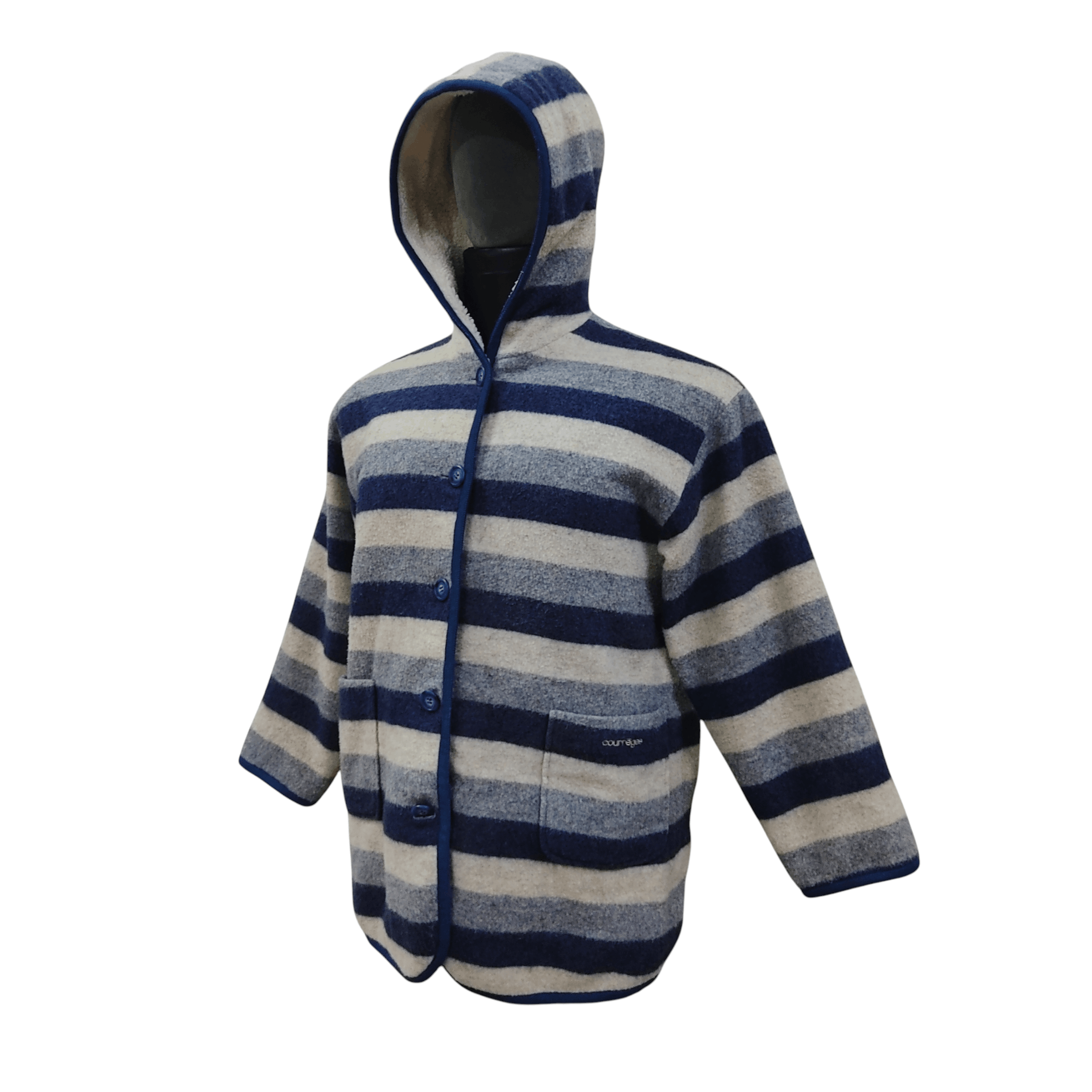 Courreges Courreges Striped Fleece Lining Hooded Hippie Jacket Size US M / EU 48-50 / 2 - 2 Thumbnail