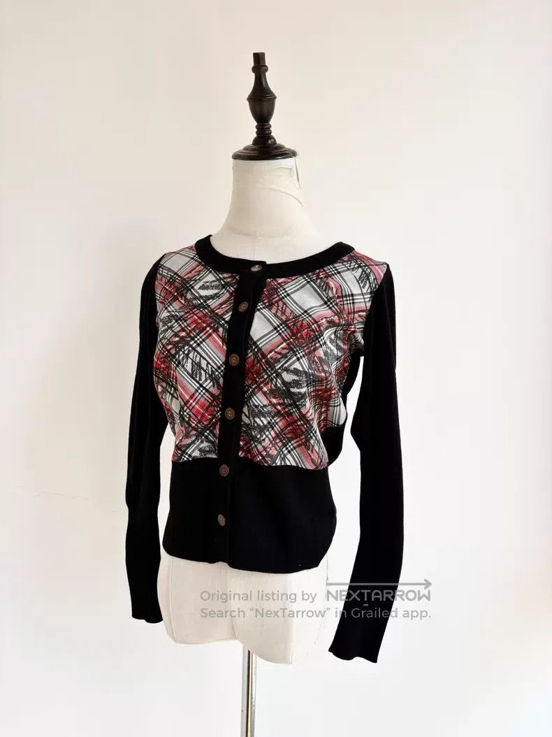 Vivienne Westwood Vivienne Westwood Gray and Red Plaid Graffiti Knit Open Ca Size M / US 6-8 / IT 42-44 - 1 Thumbnail
