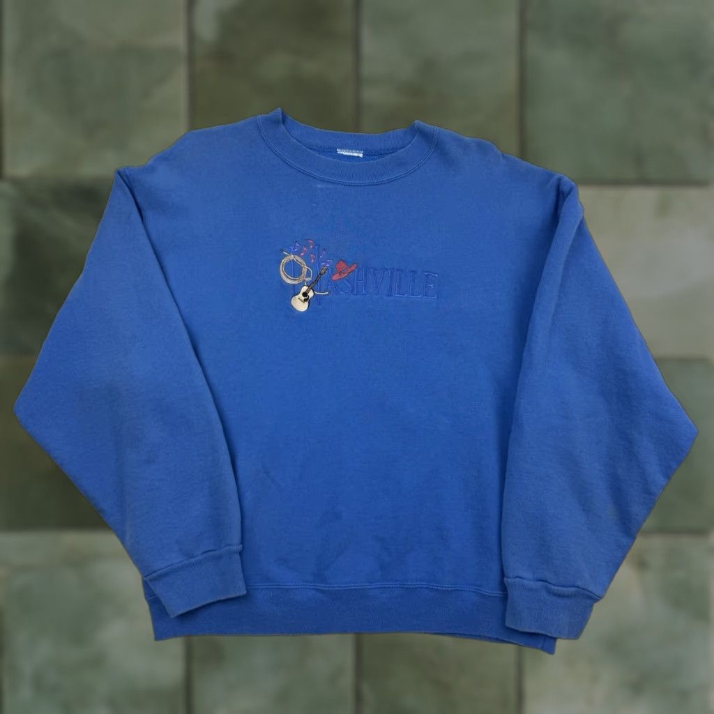 Vintage Vintage Nashville Sweatshirt Womens Large Country Music Guitar 90s Embroidery Size L / US 10 / IT 46 - 1 Thumbnail
