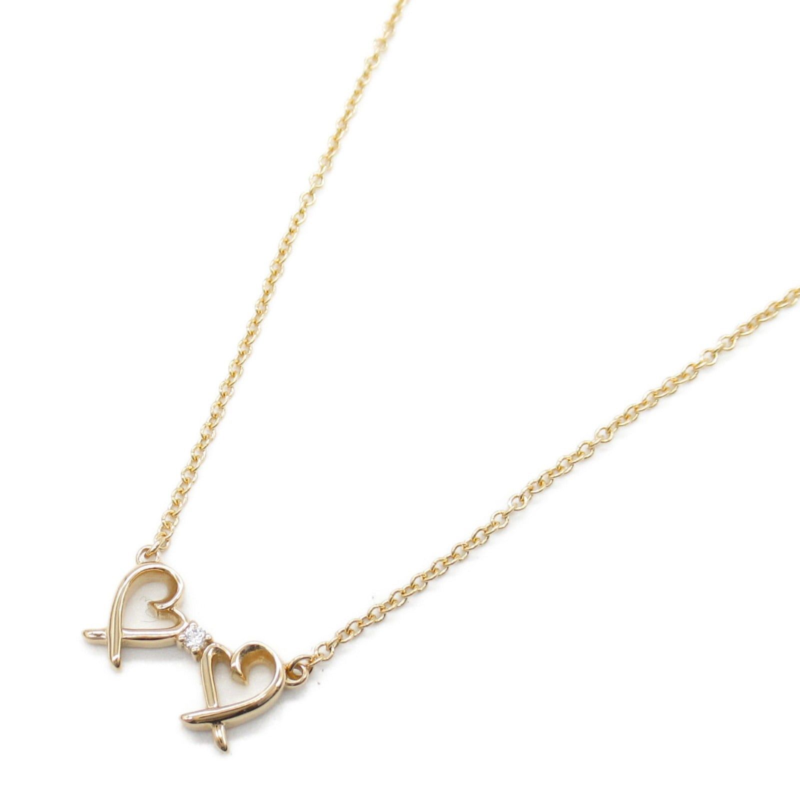 Tiffany & Co. Tiffany Co Double Loving Heart Diamond Necklace K18Pg (Pink Gold) Clear Size ONE SIZE - 1 Thumbnail