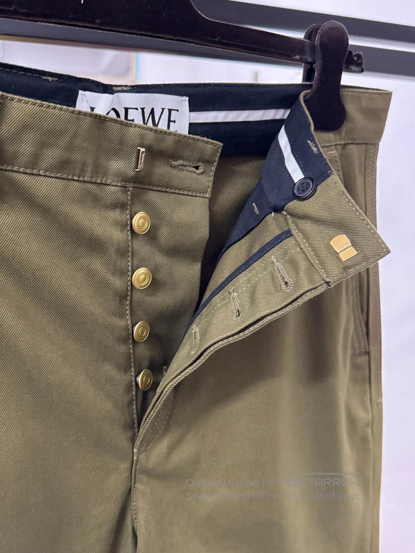 Loewe loewe men's relaxed casual trousers in khaki. Size US 32 / EU 48 - 4 Thumbnail