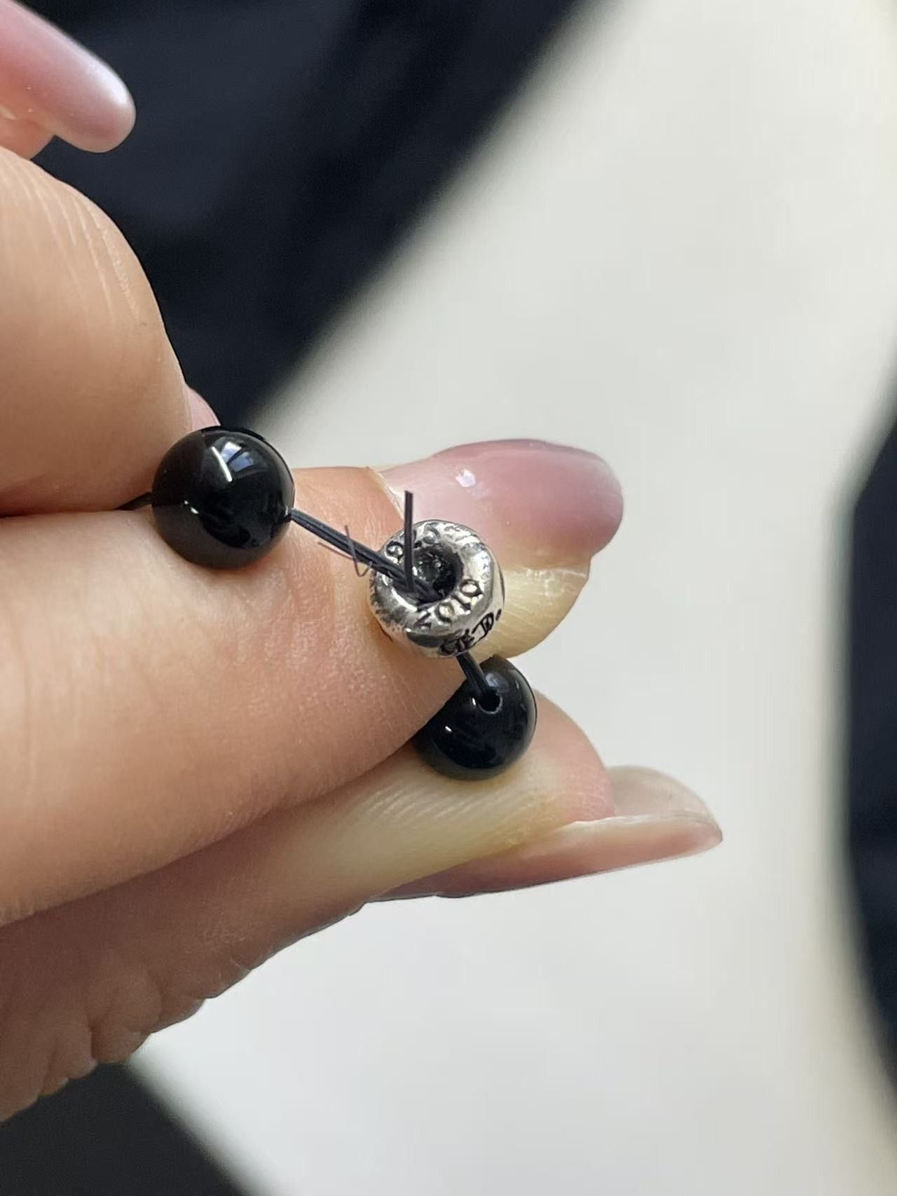 Chrome Hearts Chrome Hearts 6mm Obsidian Silver Dagger Beaded Bracelet Size ONE SIZE - 7 Thumbnail