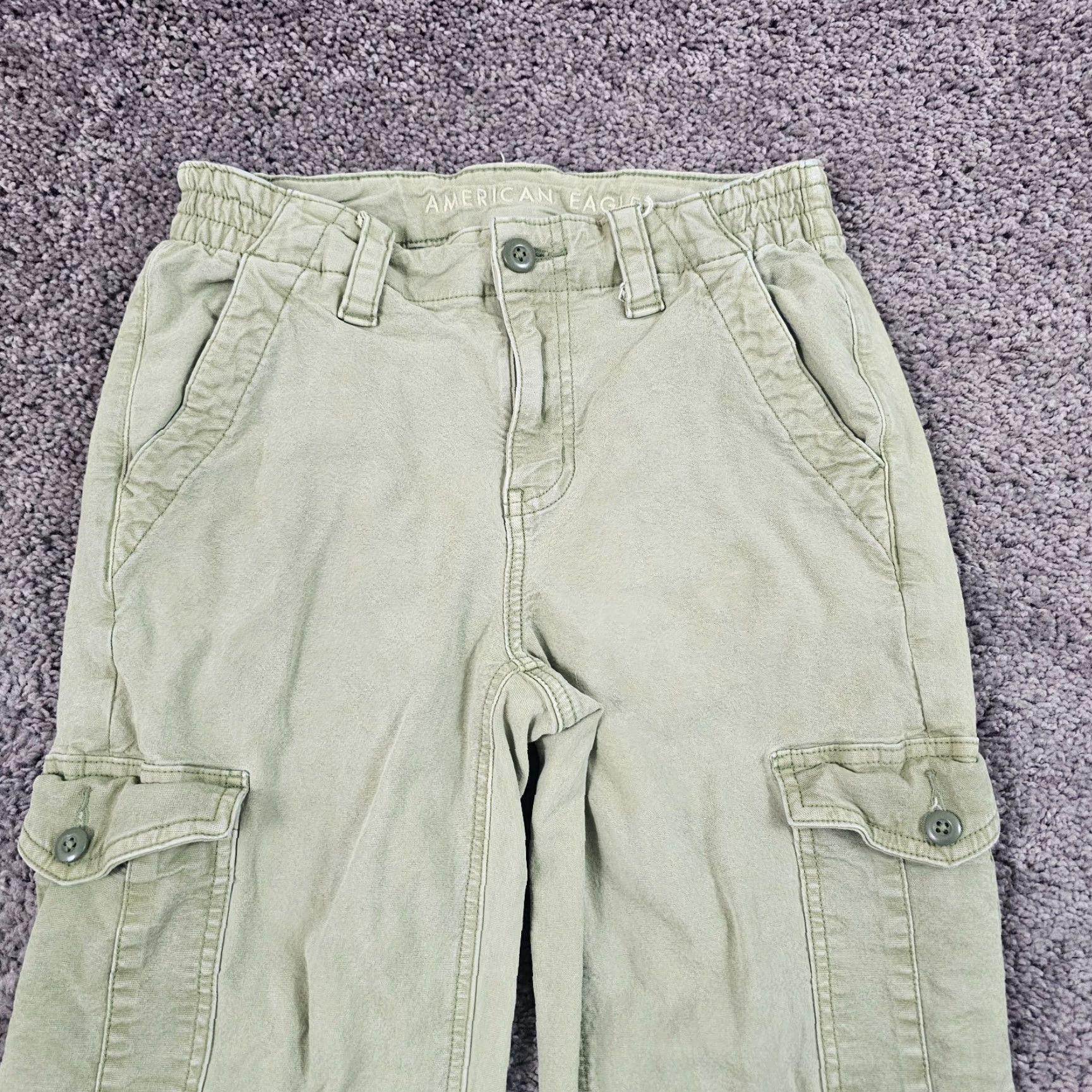 American Eagle Outfitters VINTAGE American Eagle Outfitters Womens Cargo Jeans Size 0 Mid Rise Green Stretch Denim 29in Size 25" / US 0 / IT 36 - 2 Thumbnail