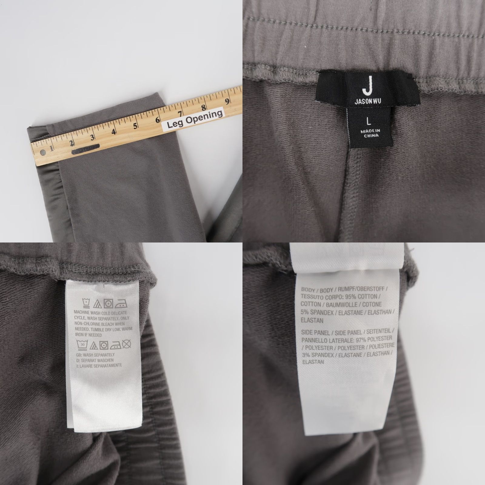 Jason Wu Jason Wu Sweatpants Womens L Gray Drawstring Elastic Waist Satin Side Panel Pants Size 36" / US 14 / IT 50 - 8 Thumbnail