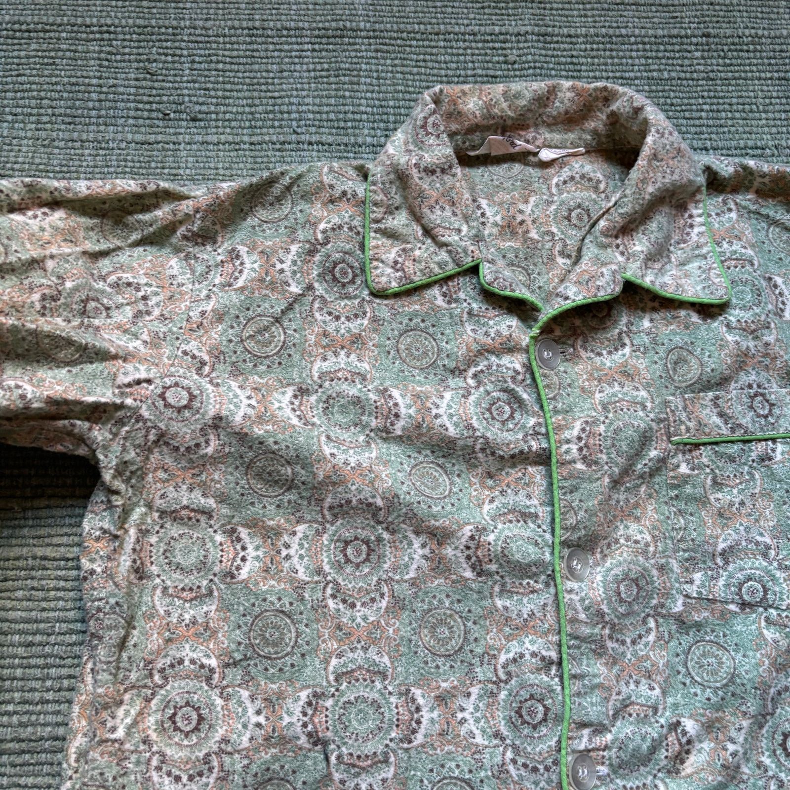 Vintage 60s 70s Cotton Patterned Men's Pajama Top Groovy Size M/L Size US M / EU 48-50 / 2 - 5 Thumbnail