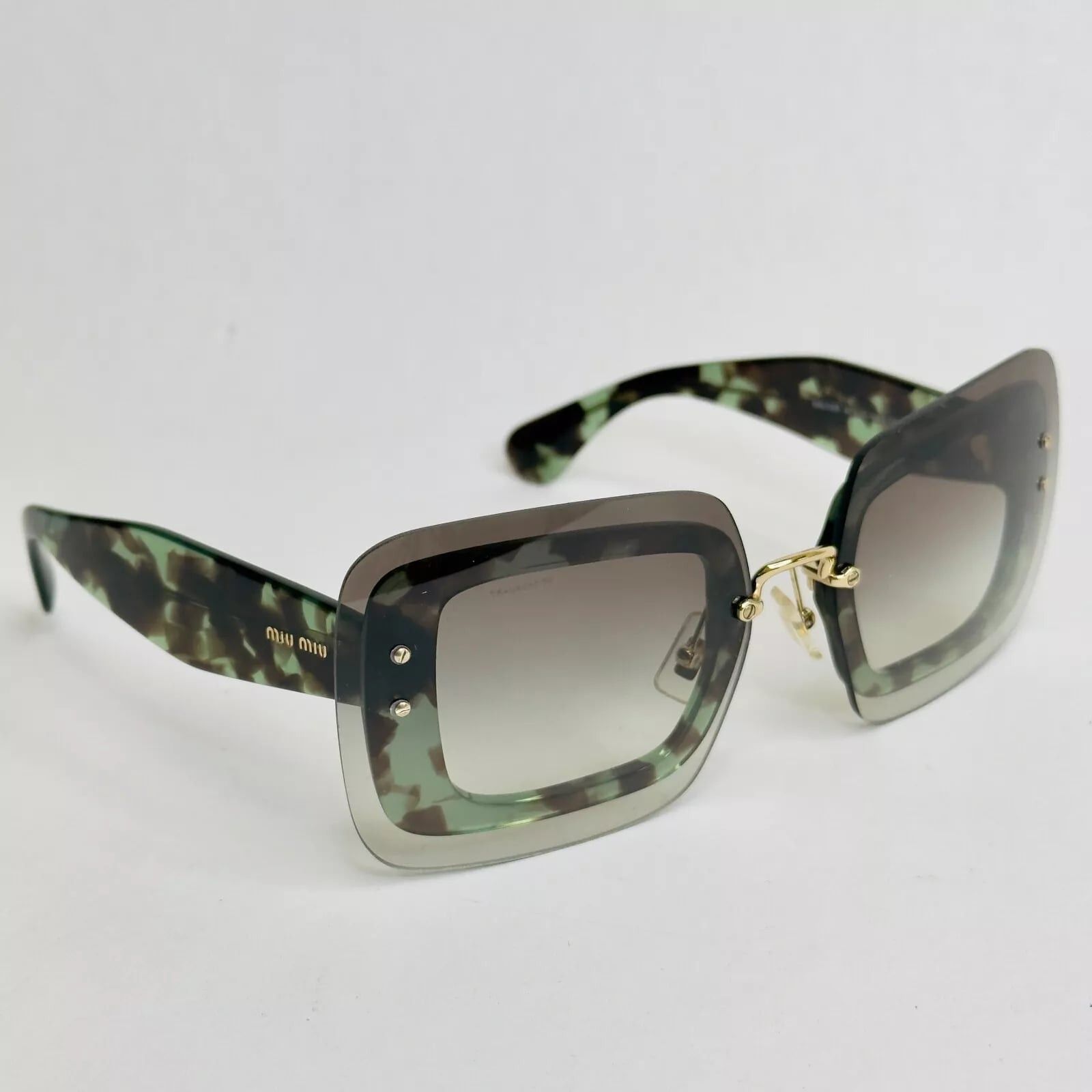 Miu Miu MIU MIU REVEAL MU02RS Transparent Green Brown Sunglasses 02R Size ONE SIZE - 6 Thumbnail