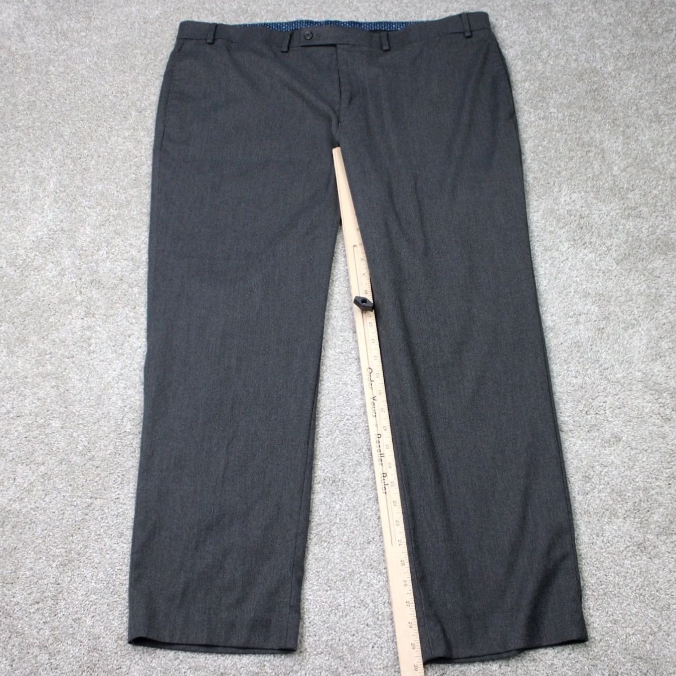 Ralph Lauren LAUREN Ralph Lauren Pants Mens 42x30 Gray Flat Front Straight Poly/Rayon Stretch Dress Pants Men 42 Gray Size US 42 / EU 58 - 3 Thumbnail