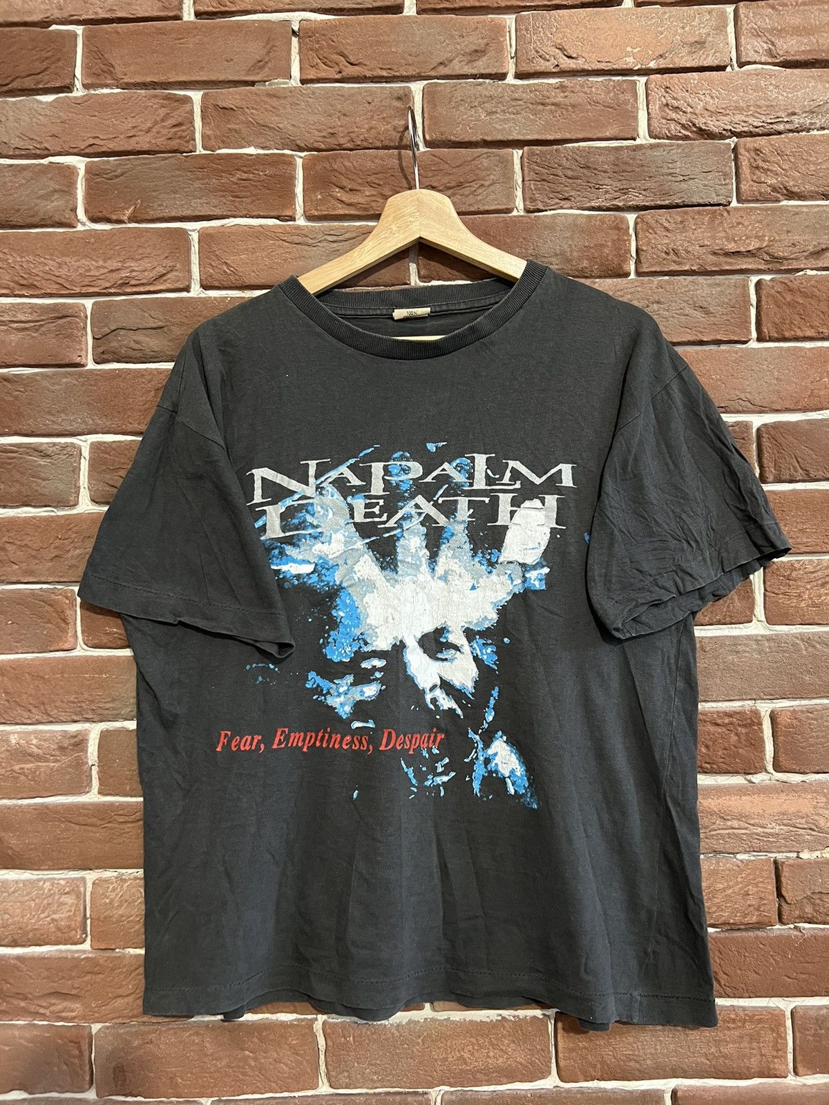 Rare Vintage 90s Napalm Death Fear Grindcore Metal Band Tee
