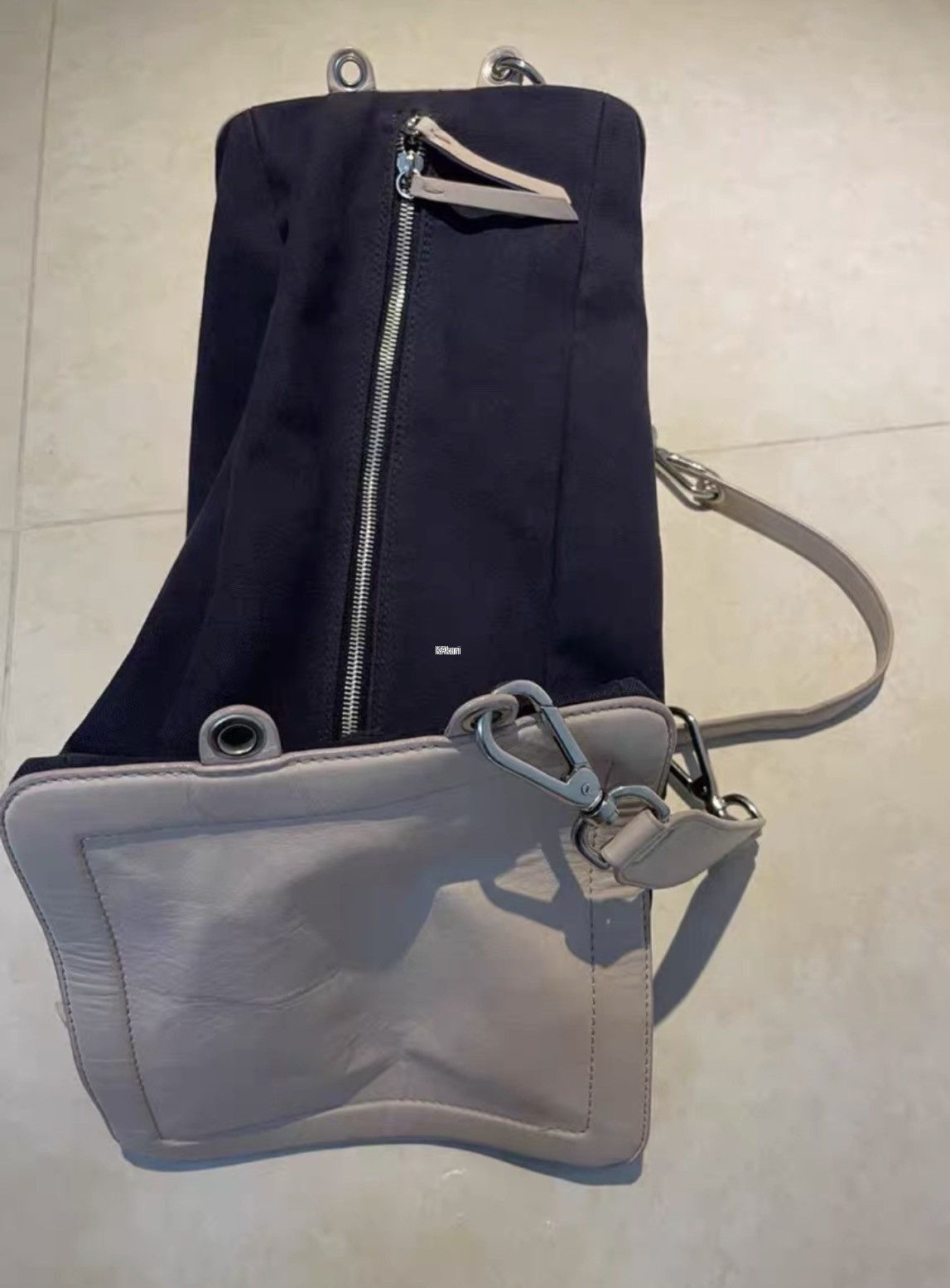 Maison Margiela Blue Canvas Shoulder Bag with Leather Straps Size ONE SIZE - 3 Thumbnail