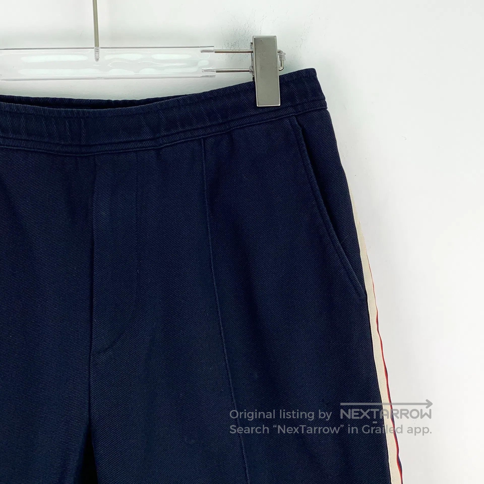 Gucci Guicci Navy Blue Side Striped Logo Letter Casual Trousers| Size US 30 / EU 46 - 3 Thumbnail