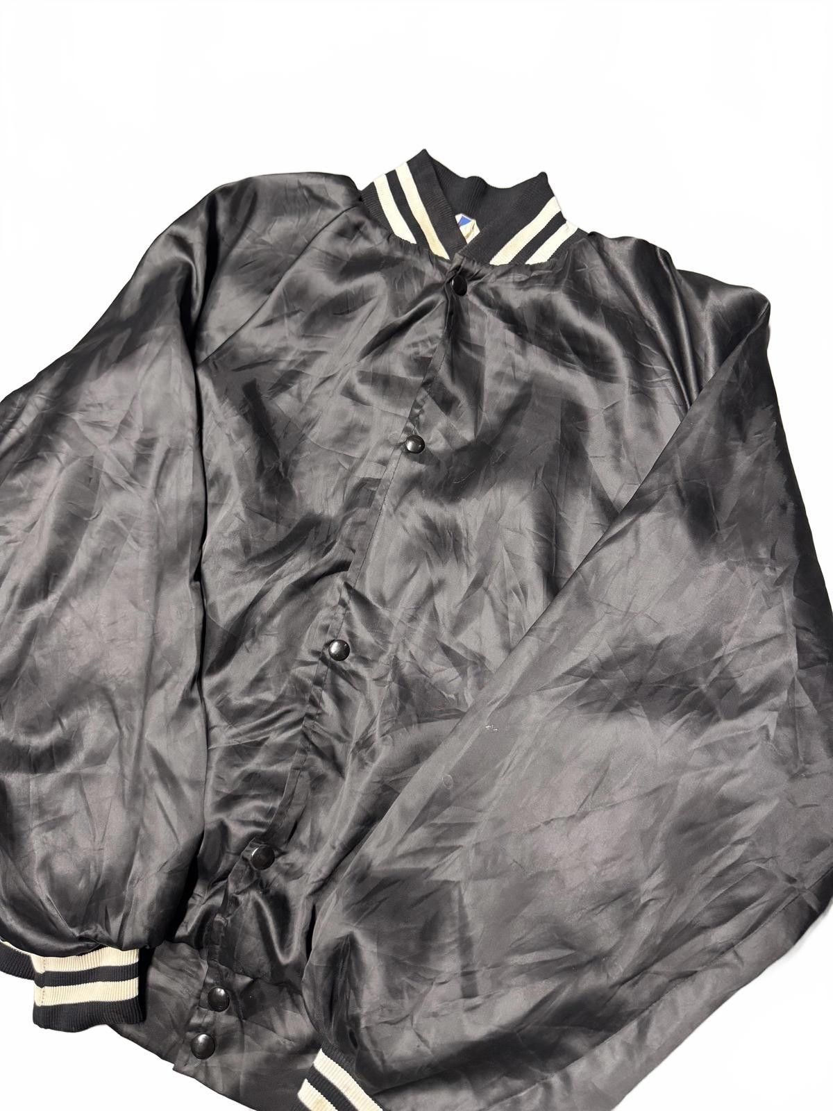 Maxfield Los Angeles Mansfield Black Satin Bomber Jacket with Striped Ribbed Trim Size US XL / EU 56 / 4 - 3 Thumbnail