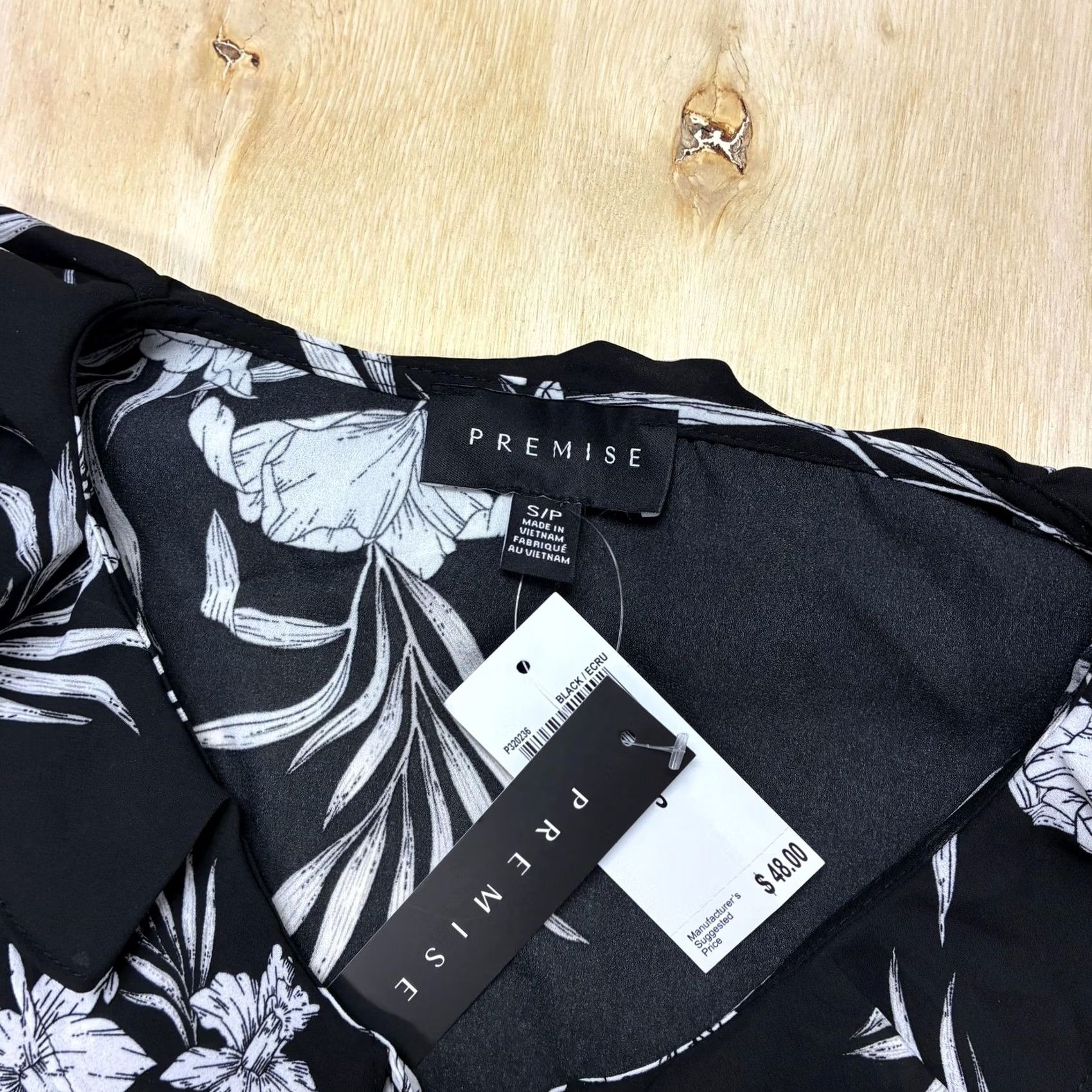 Vintage Premise Blouse Womens Small Black Floral Collared Sleeveless Lightweight Top Size S / US 4 / IT 40 - 3 Thumbnail