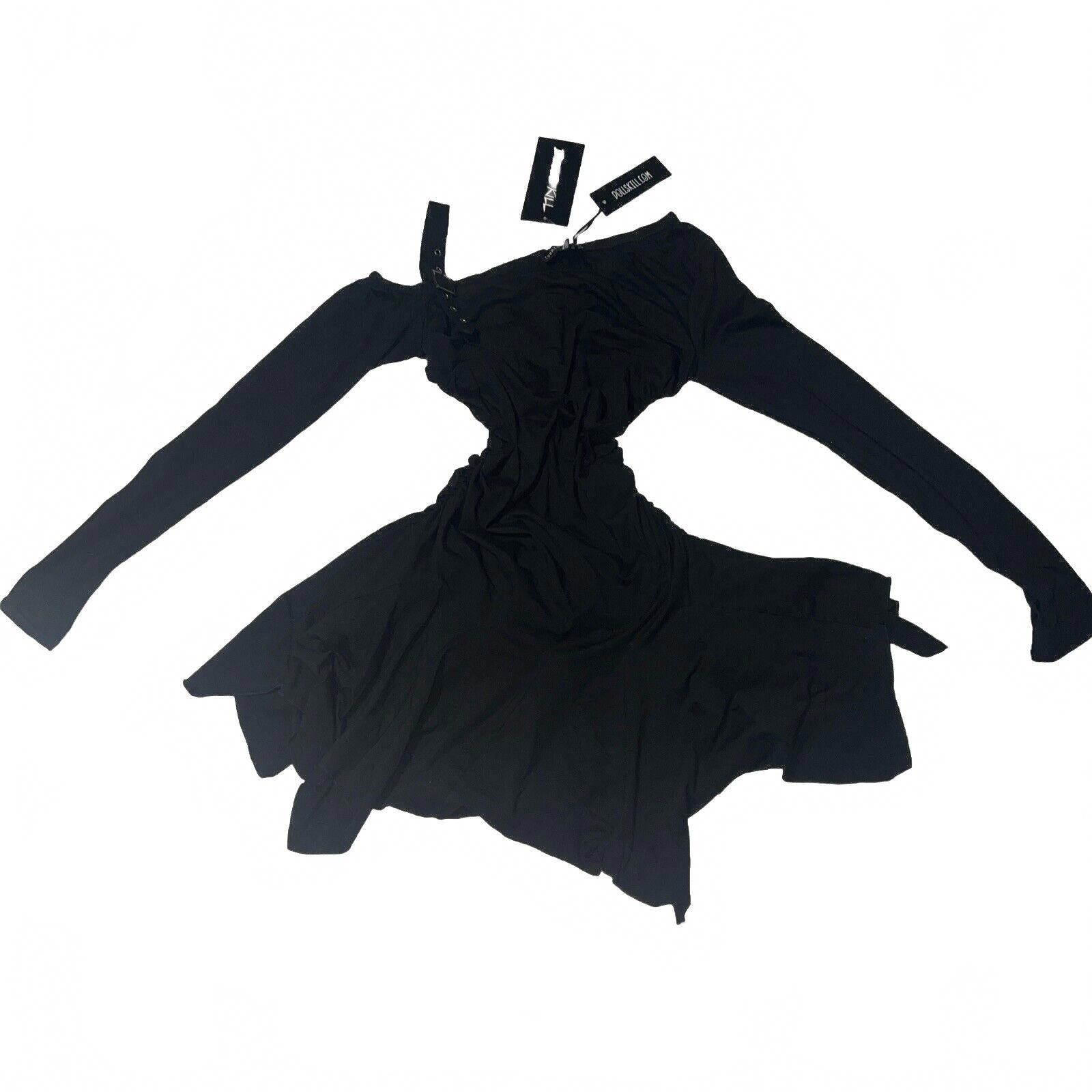 Other Large Black Brooding Thoughts Mini Dress Dolls Kill Goth Size L / US 10 / IT 46 - 5 Thumbnail