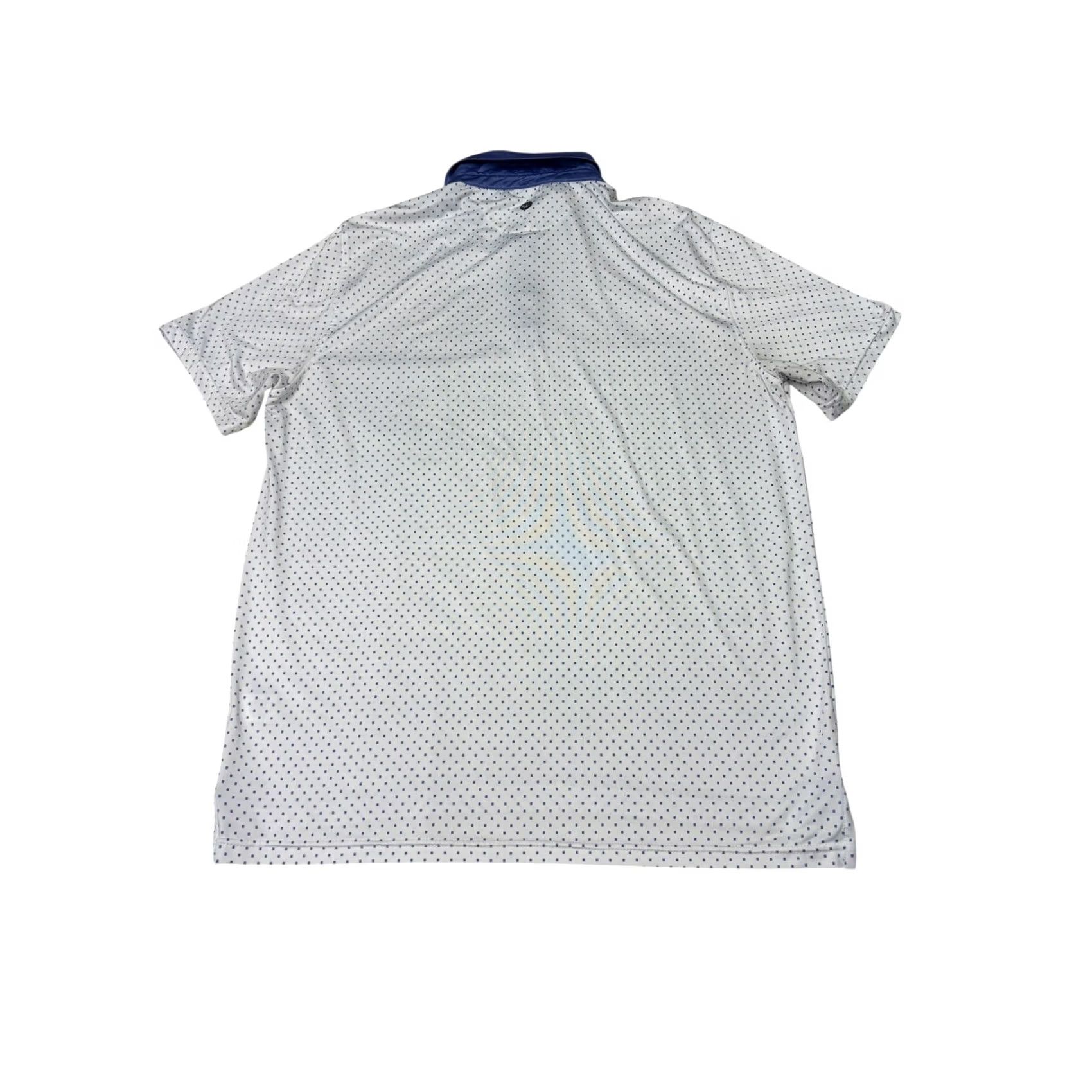 Vintage Graham Luxe Mens Large White Blue Square Dot Performance Golf Polo Shirt L Size US L / EU 52-54 / 3 - 5 Thumbnail