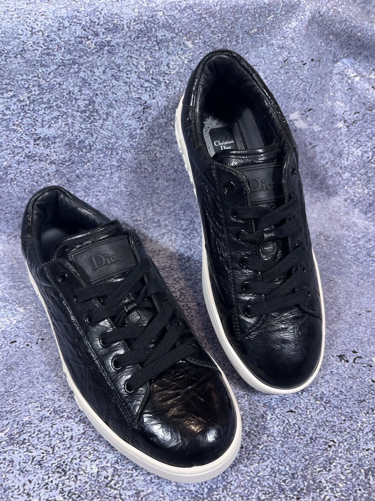 Dior New Dior Black Crinkled Patent Leather Move shoes trainers Size US 8.5 / IT 38.5 - 1 Thumbnail