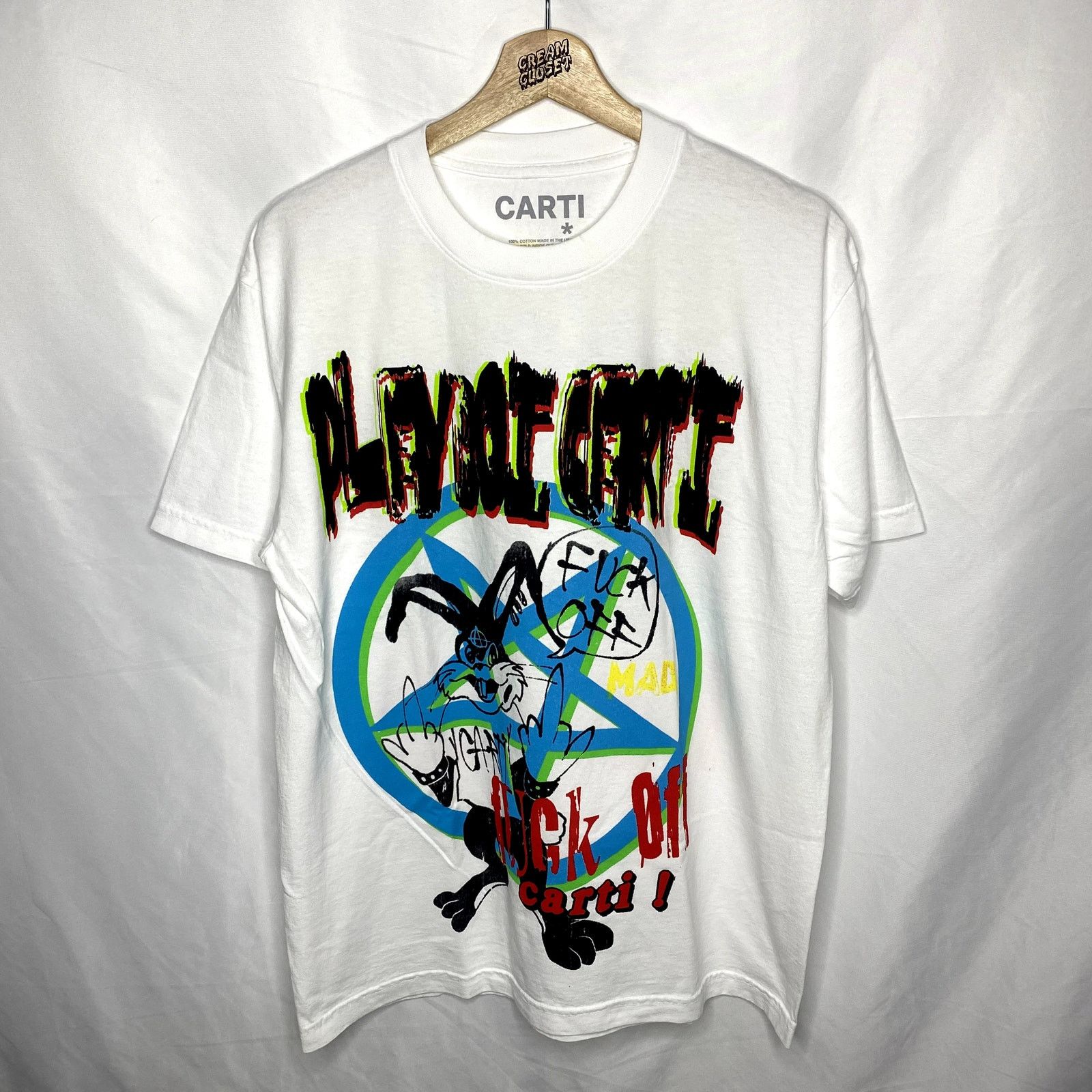 Playboi Carti AWGE Not Black White Human Die fashion Lit Neon Tour Merch Pop Up Tee XXL