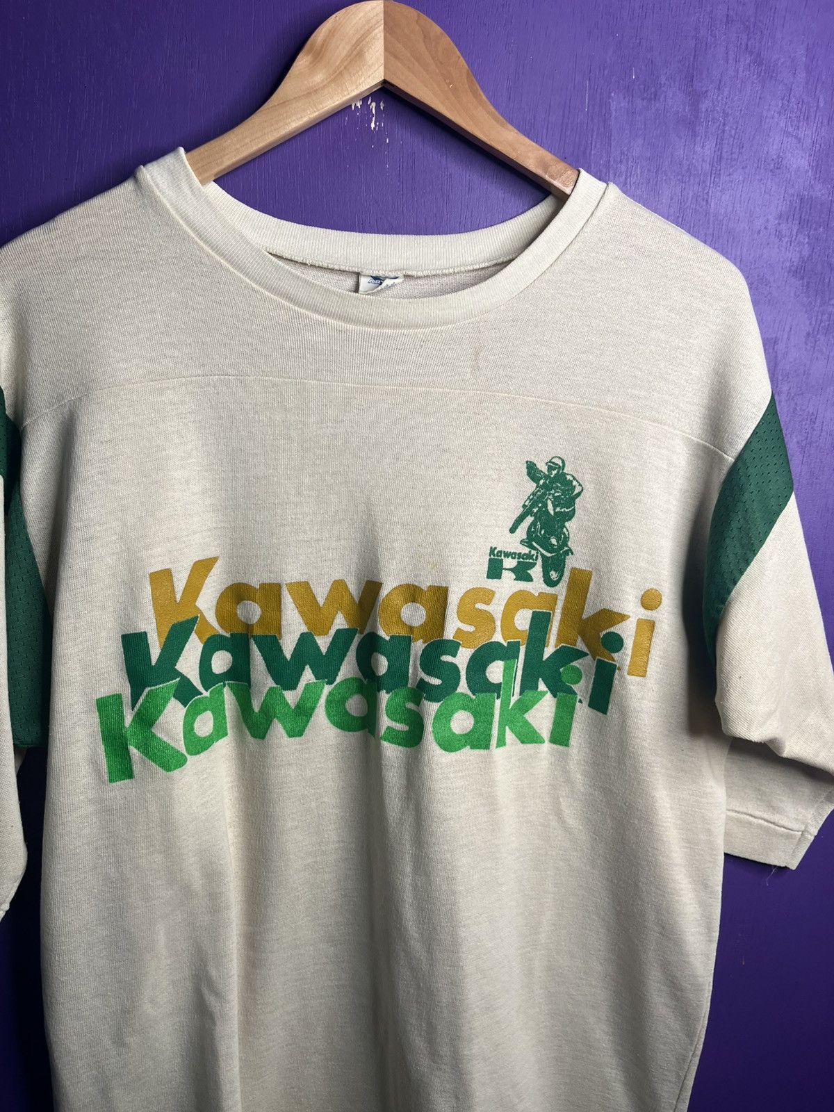 Vintage Vintage 70s Kawasaki racing jersey shirt Size US L / EU 52-54 / 3 - 3 Thumbnail