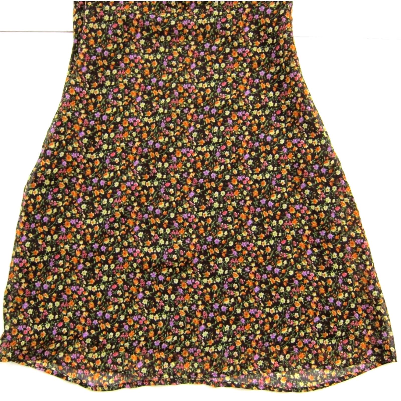XOXO VINTAGE XOXO Dress Brown Yellow Purple Green Floral V-Neck Short Sleeve Sun Maxi Dress Small Size 28" / US 6 / IT 42 - 6 Thumbnail