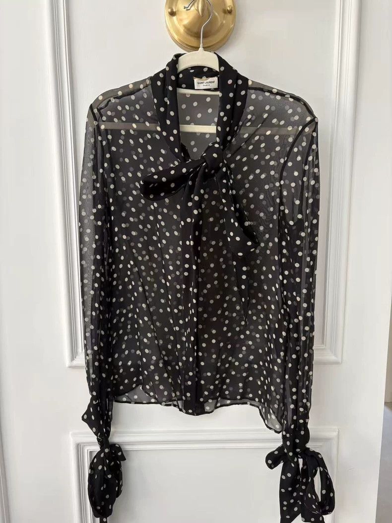 Saint Laurent Paris saint Laurent parisFloral Bow Tie Mulberry Silk French Pol Size XS / US 0-2 / IT 36-38 - 1 Thumbnail