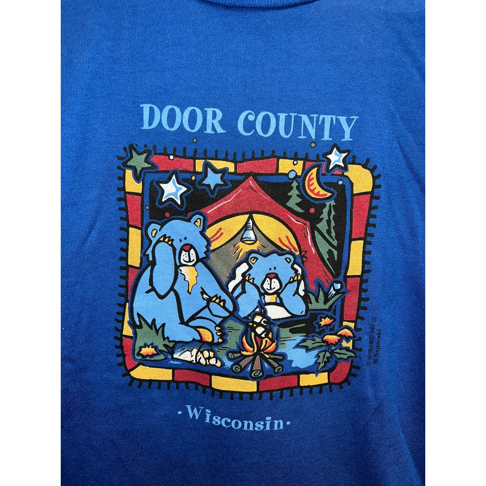 Jerzees Youth Wisconsin Shirt Door County Bears Campfire Top Tee M Size M / US 6-8 / IT 42-44 - 2 Thumbnail