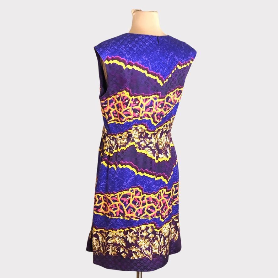 Peter Pilotto Peter Pilotto Sleeveless Dress 10 Silk Purple Gold Pink Abst Size L / US 10 / IT 46 - 7 Thumbnail