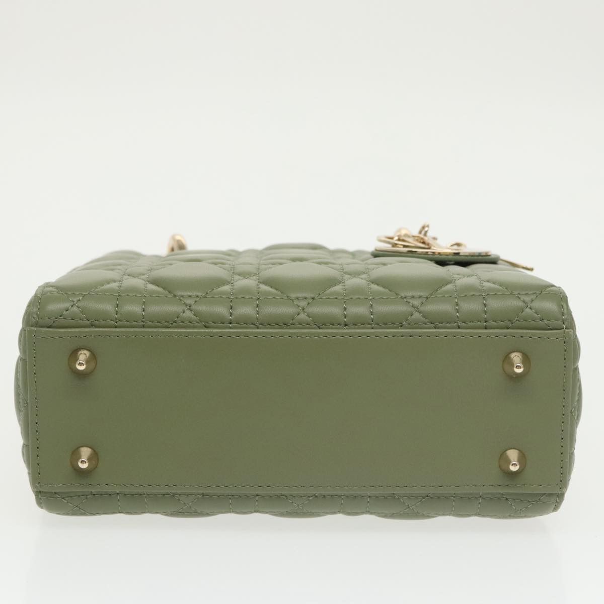 DIOR Canage Small Lady DIOR Bag Lamb Skin Green Gold