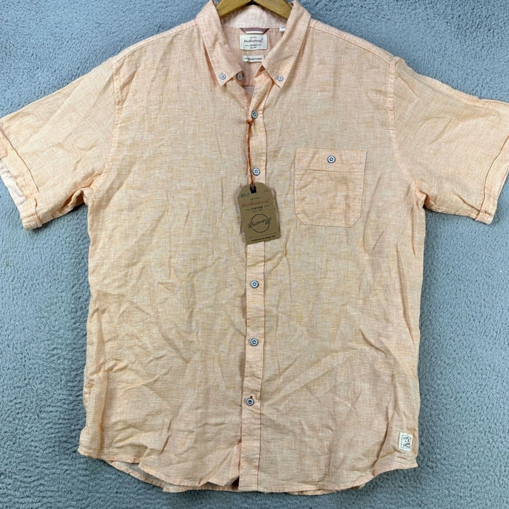 Weatherproof Weatherproof Vintage Linen Blend Shirt Button Down Mens XL Orange Pocket NEW Size US XL / EU 56 / 4 - 3 Thumbnail