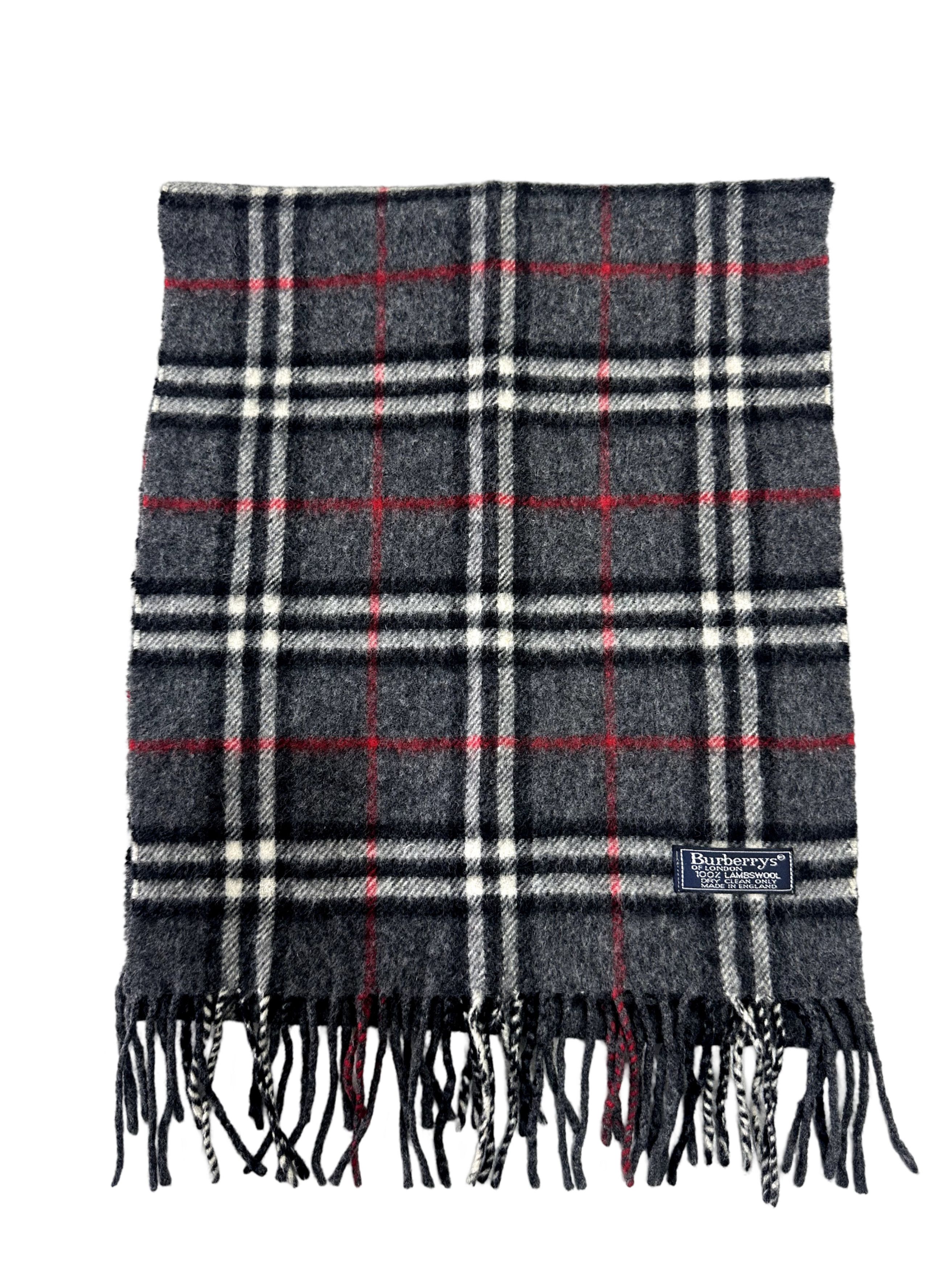 Burberry Burberrys Classic Check Grey 100% Lambswool Unisex Scarf Size ONE SIZE - 3 Thumbnail