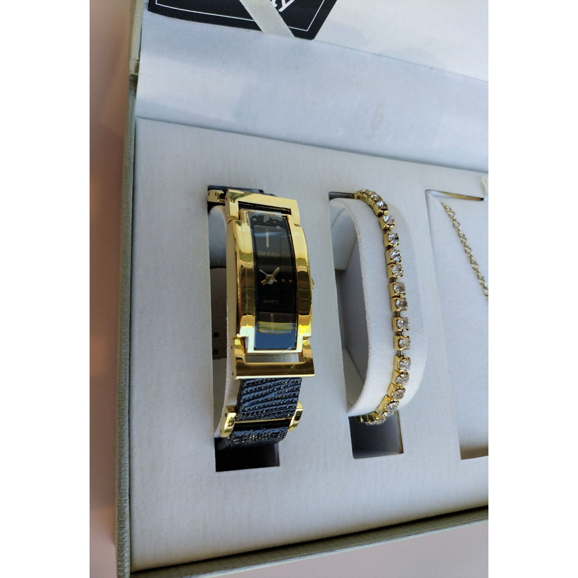 Vintage Cote D Azur Jewelry Set Watch Bracelet Necklace Gift Box Wom Size ONE SIZE - 5 Thumbnail