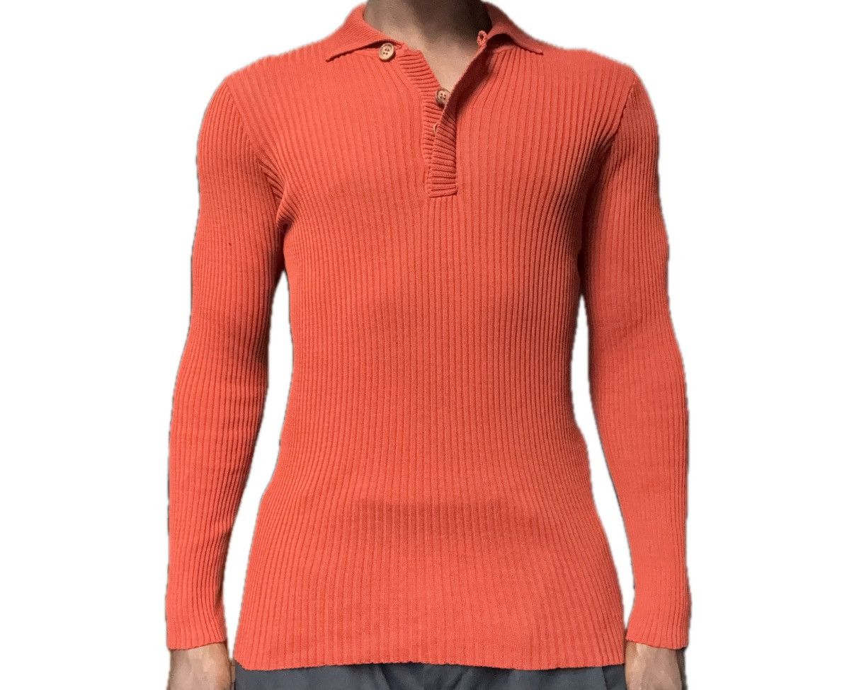 Magliano Magliano burnt orange ribbed long-sleeve knit polo Size US M / EU 48-50 / 2 - 1 Thumbnail