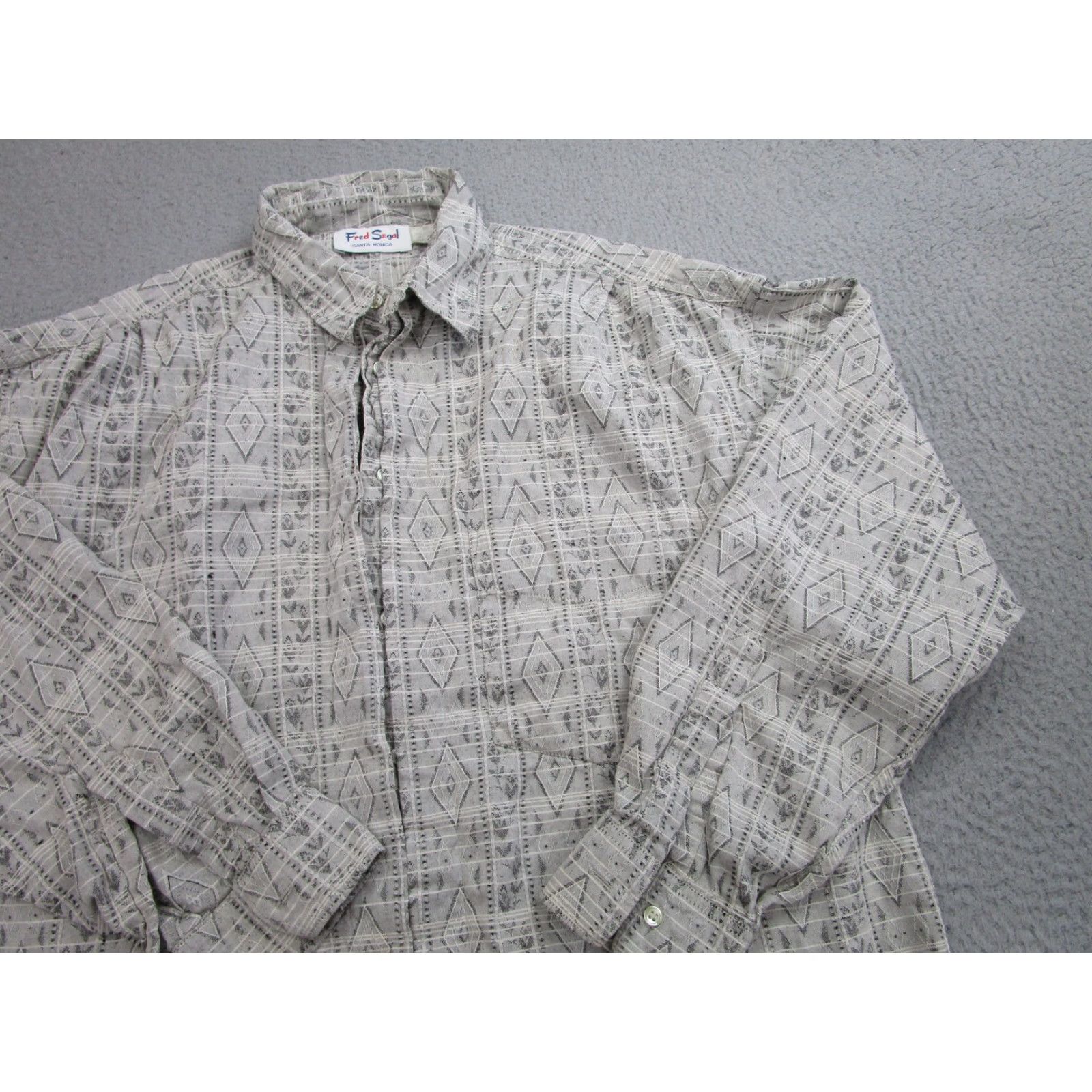 Fred Segal VINTAGE Fred Segal Shirt Mens Medium Gray Geometric Button-Up Long Sleeve Casual 90s Size US M / EU 48-50 / 2 - 2 Thumbnail