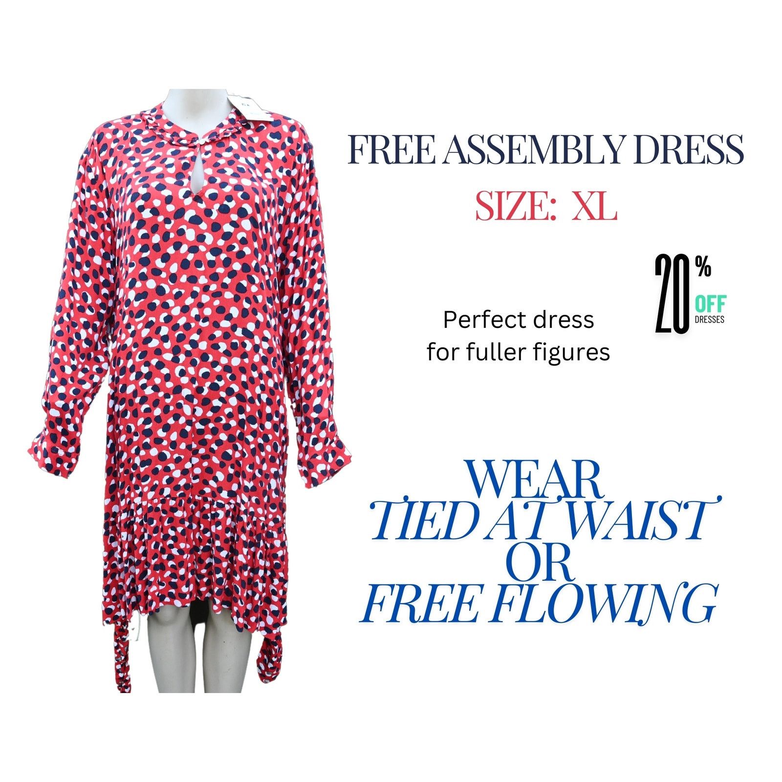 Assembly New York Free Assembly Swing Shift Dress, Size XL, Can Tie at Waist Size XL / US 12-14 / IT 48-50 - 1 Thumbnail
