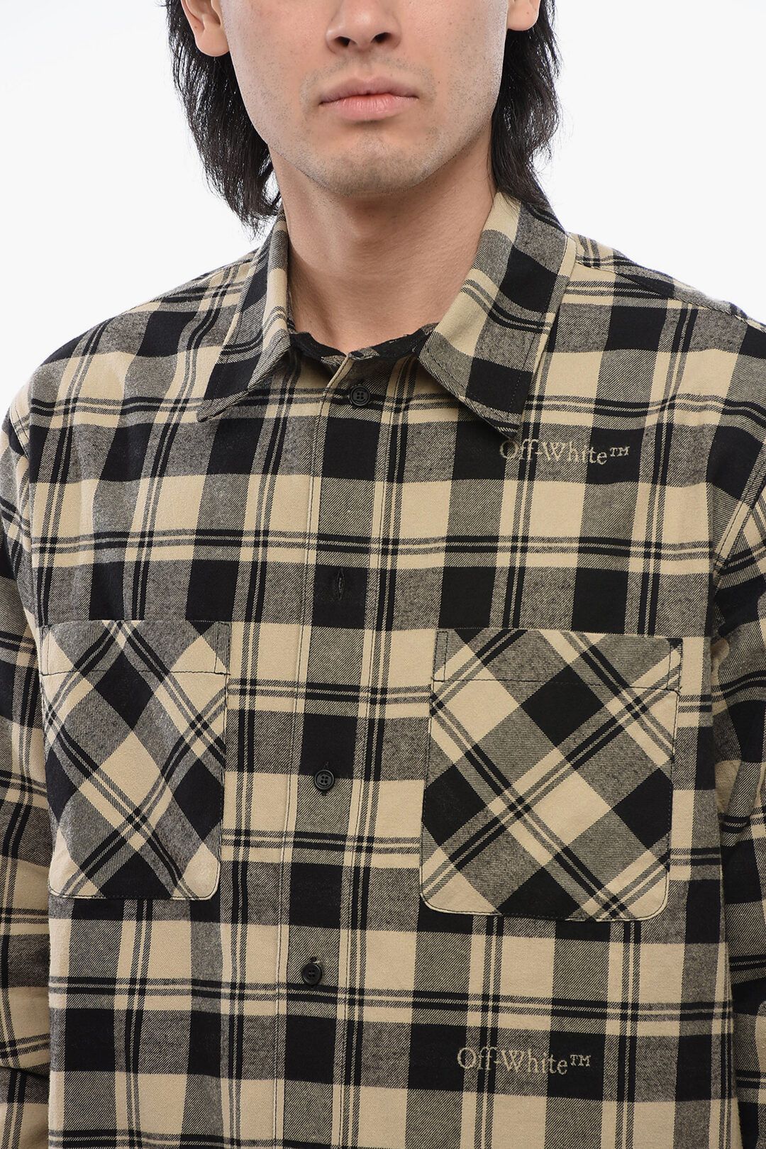 Off-White og1mm0625 Checkered Flannel Shirt in Black/Beige Size US L / EU 52-54 / 3 - 3 Thumbnail