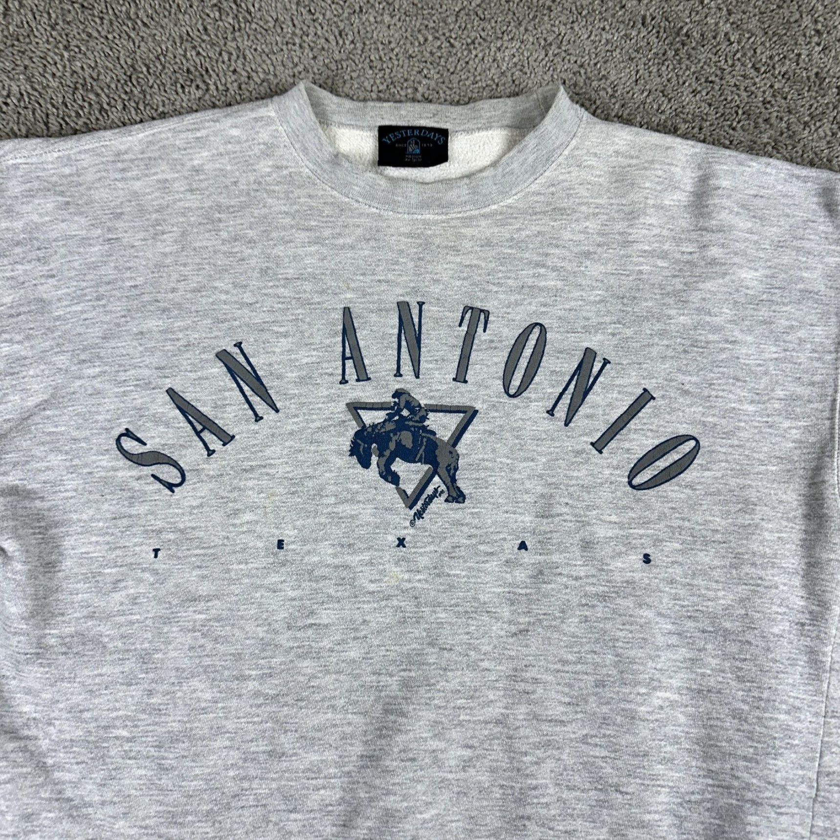 Vintage VINTAGE Yesterday's San Antonio Texas Sweatshirt Mens M Gray Crewneck Pullover Western Cowboy Graphic Print Cotton Blend Fleece Size US M / EU 48-50 / 2 - 3 Thumbnail
