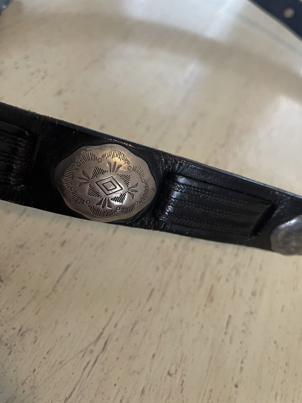 Cole Haan × Vintage Conch Embellished Belt Size 36 - 6 Thumbnail