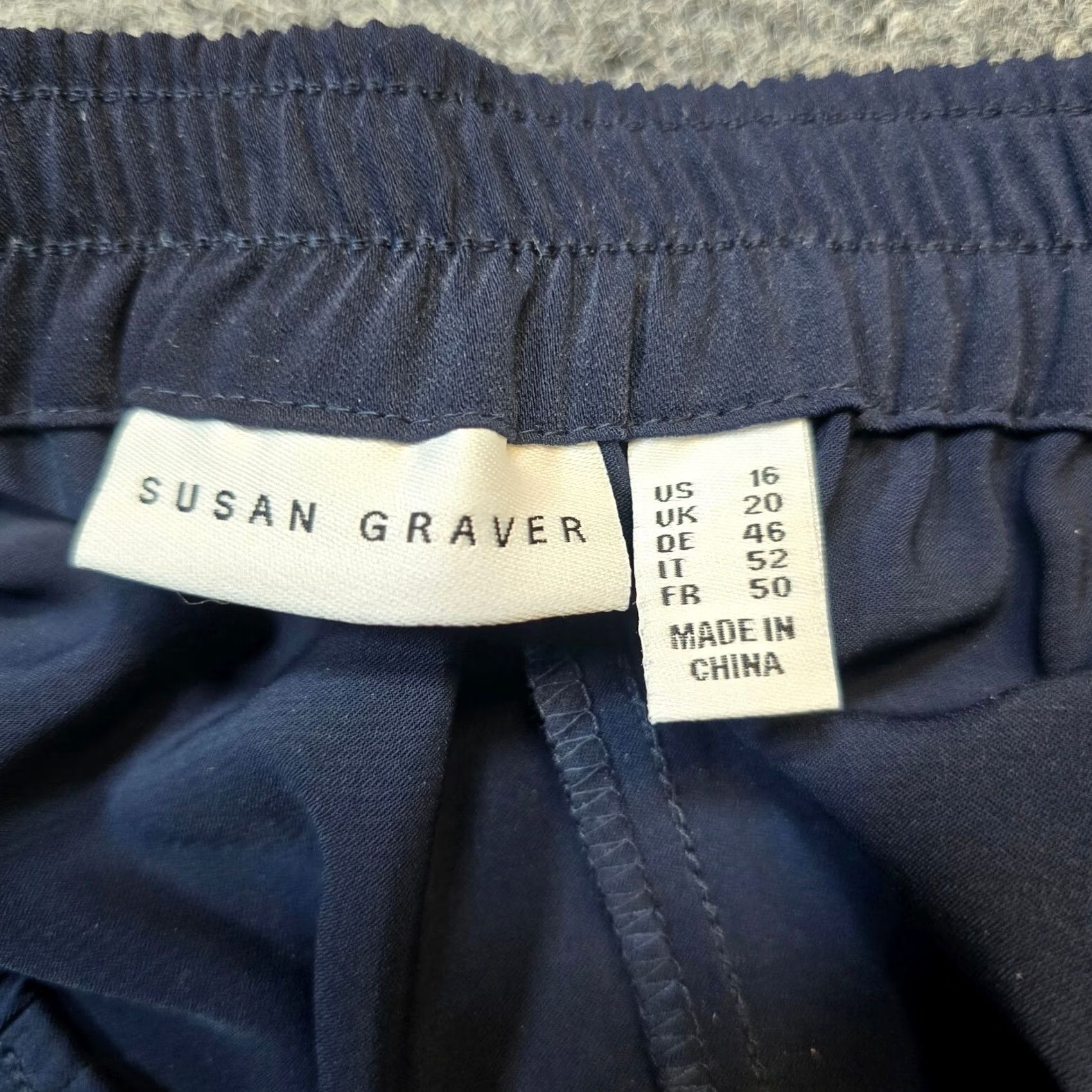 Vintage Susan Graver Pants Women Size 16 Blue Wide-Leg Knit Elastic Waist High Rise Casual Dress Pants Size 24" / US 00 / IT 34 - 4 Thumbnail