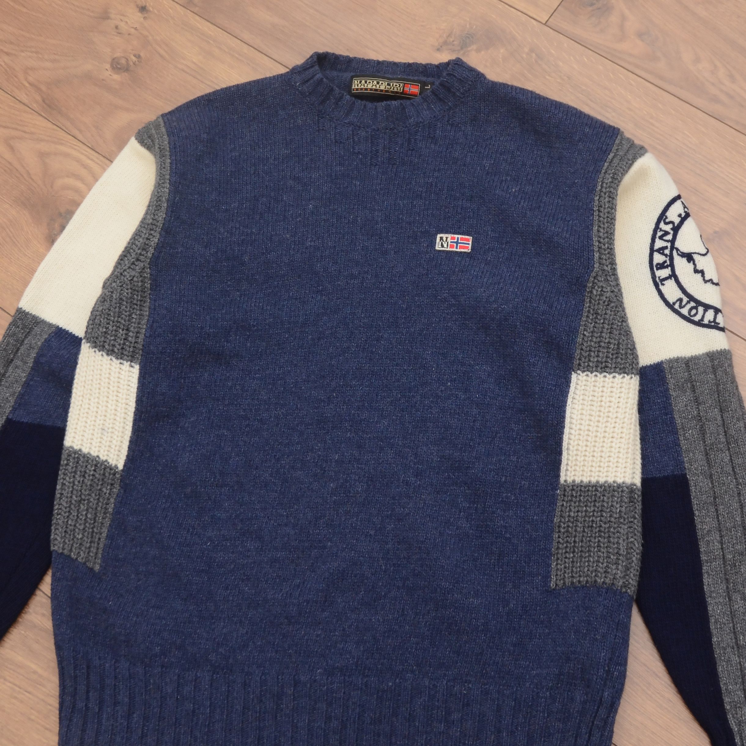 Napapijri Vntg Napapijri Sweater Wool Flags Trans Atlantic Expedition Size US L / EU 52-54 / 3 - 6 Thumbnail