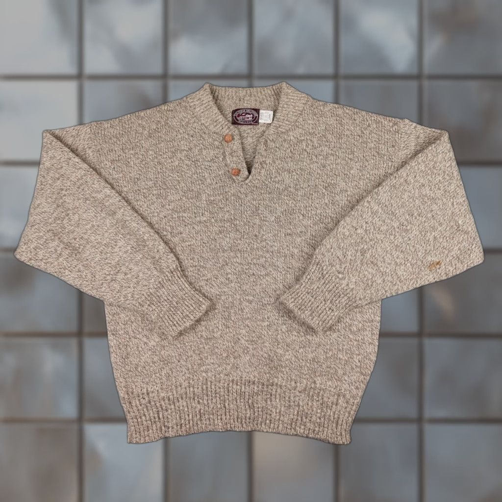 Vintage VINTAGE Victoria Dry Goods Sweater Mens L Brown Chunky Knit Henley USA Made Size US L / EU 52-54 / 3 - 1 Thumbnail