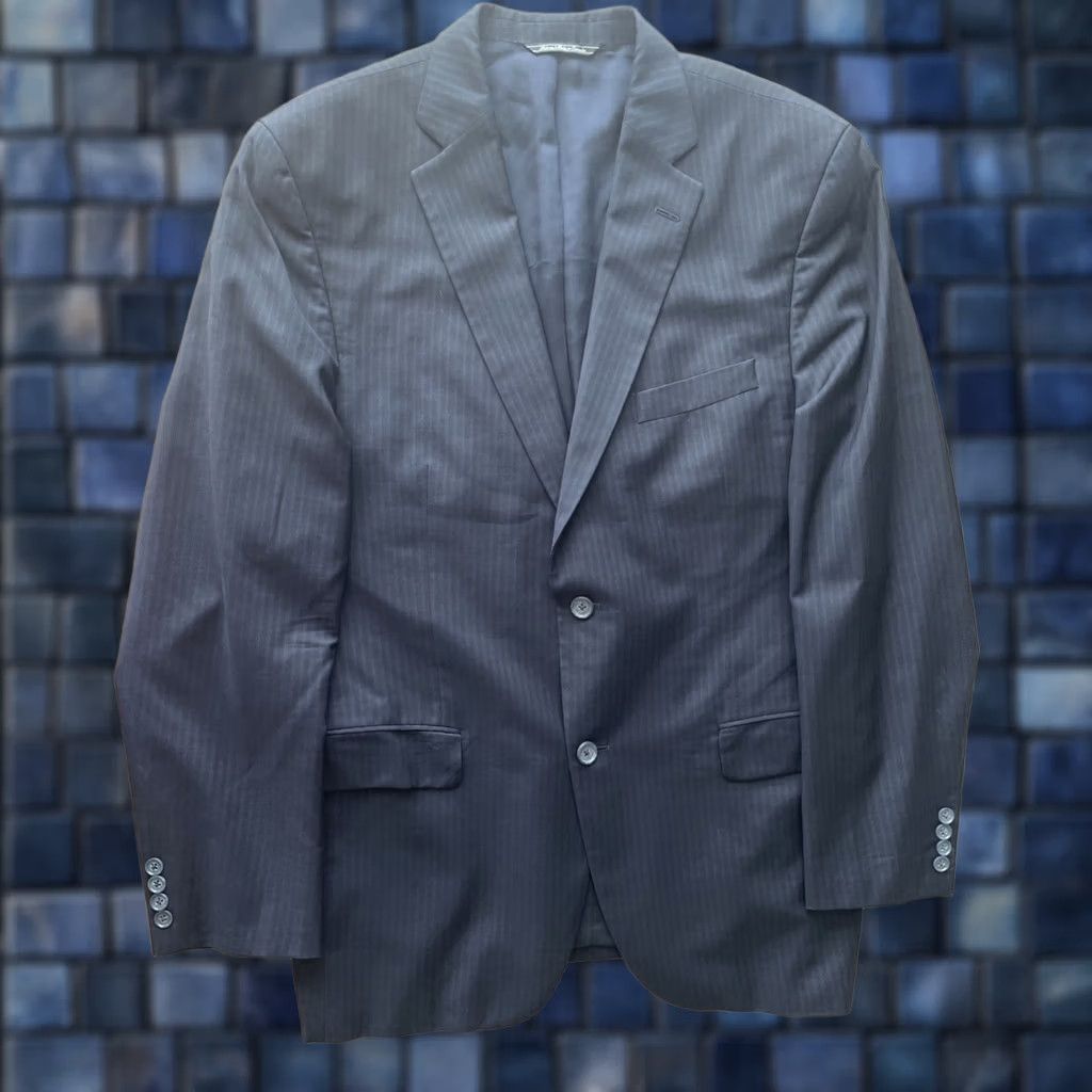 Jack Victor Jack Victor Sport Coat Blazer Mens 42R Slim Fit Pinstripe Black/Blue Size 42R - 1 Thumbnail