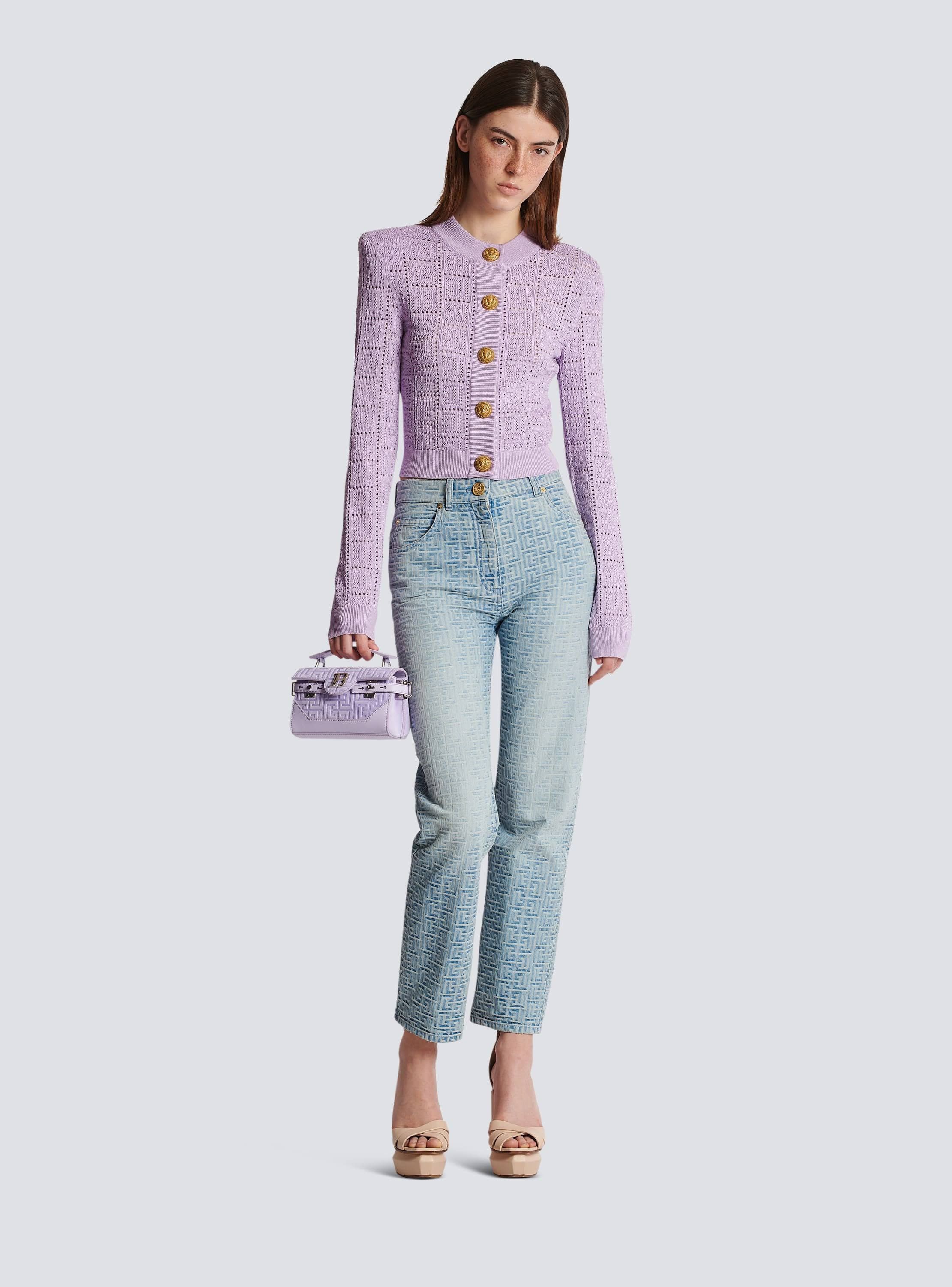 o1srvl11e1123 Buttoned Knit Cardigan in Lilac