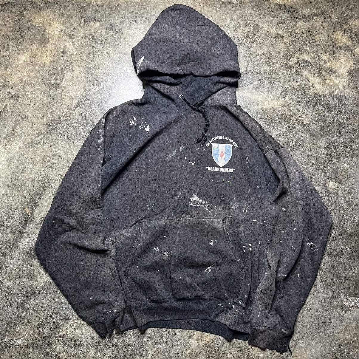 Vintage vintage army road runners thrashed black faded hoodie Size US XL / EU 56 / 4 - 10 Thumbnail