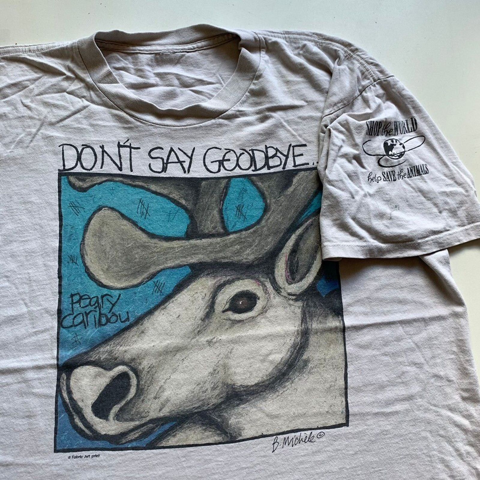 Hanes Vintage 90s Caribou Dont Say Goodbye Animal Art T Shirt 2XL Size US XL / EU 56 / 4 - 2 Thumbnail