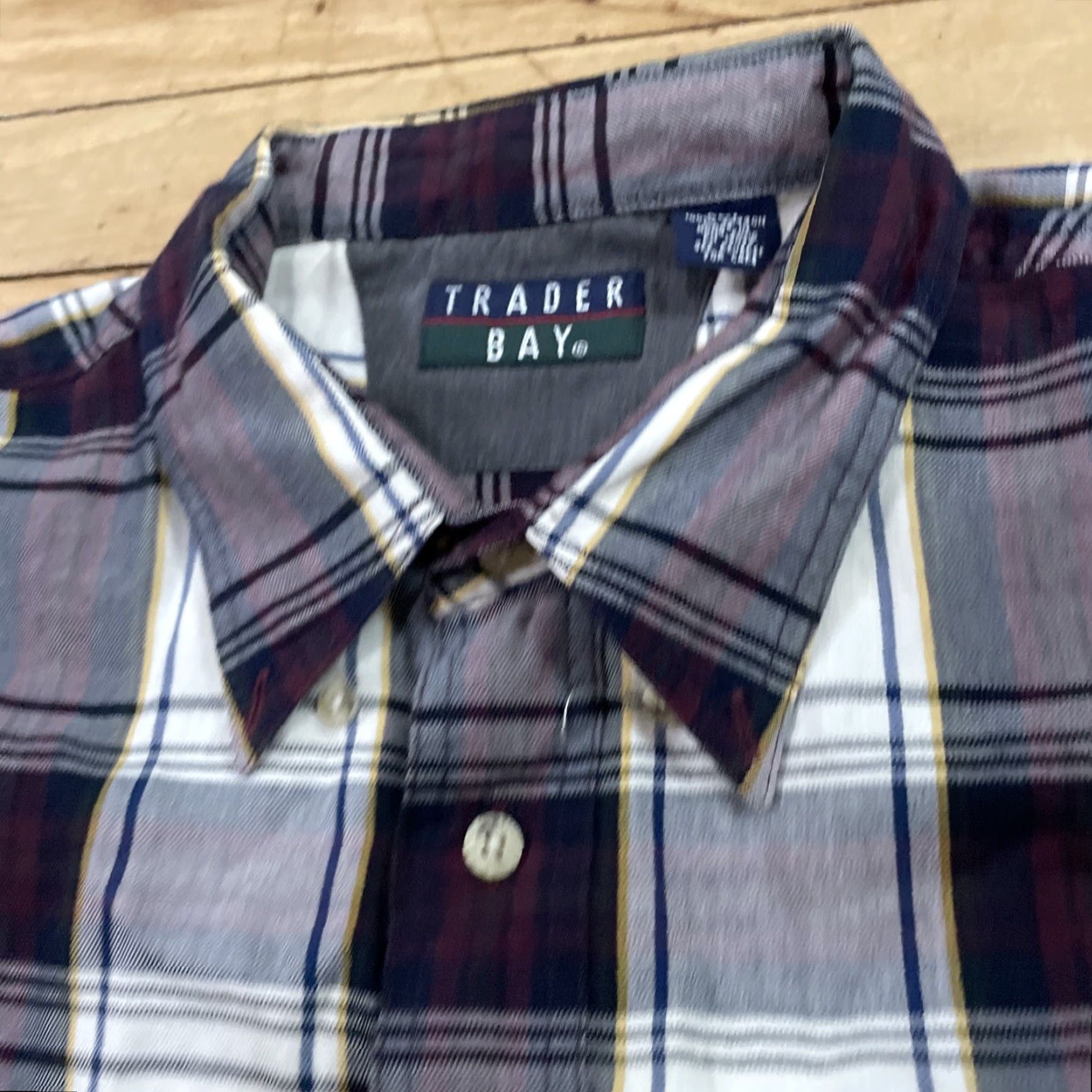 Vintage VINTAGE Trader Bay Button-Up Shirt Men XLT Purple Gray Plaid Outdoor Oxford XL Tall Size US XL / EU 56 / 4 - 5 Thumbnail