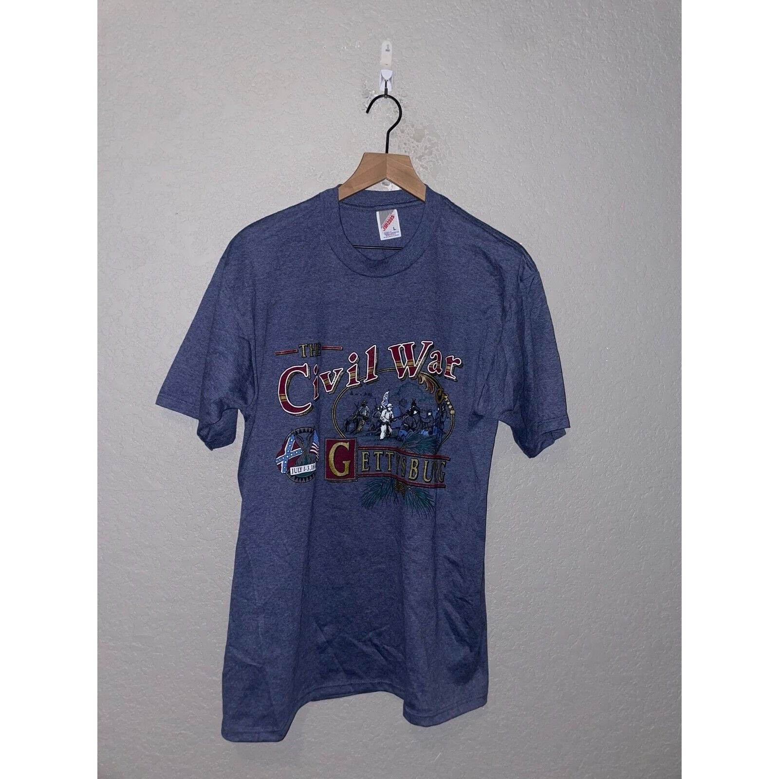 Jerzees Vintage The Civil War Shirt Gettysburg Blue Tee 90s VTG L Size US L / EU 52-54 / 3 - 1 Thumbnail