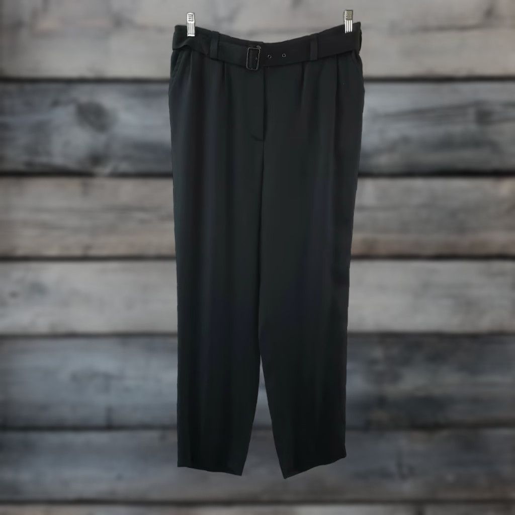 Lanvin Jeanne Lanvin Womens Pants Sz 42 US 12 Black Belted Tapered Leg Cropped Dress Pants Size 34" / US 12 / IT 48 - 1 Thumbnail