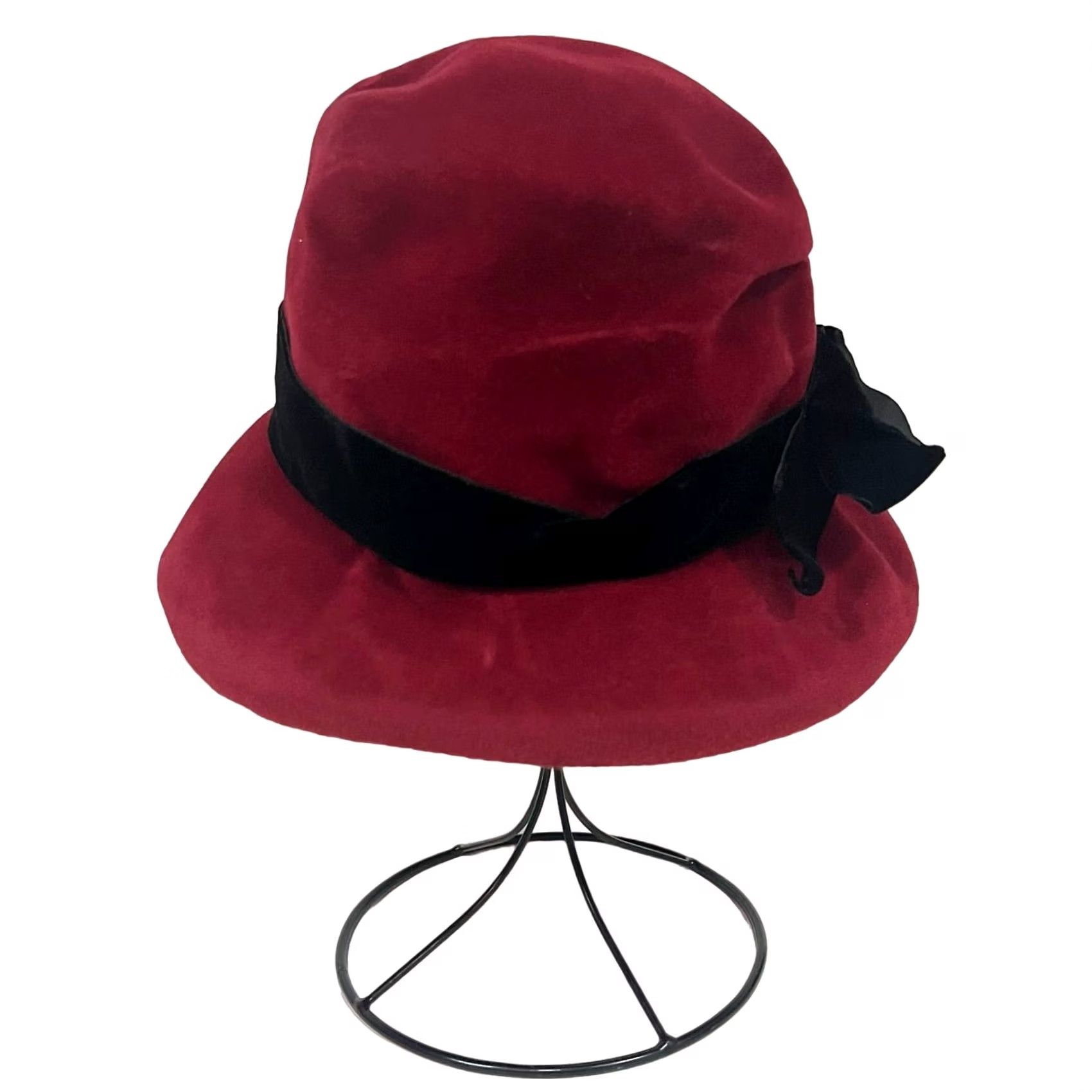 Borsalino VINTAGE Borsalino Hat Women’s Velvet Red Black Bucket One Size Red Womens Bucket Hat Velvet 21” circumference Size ONE SIZE - 7 Thumbnail